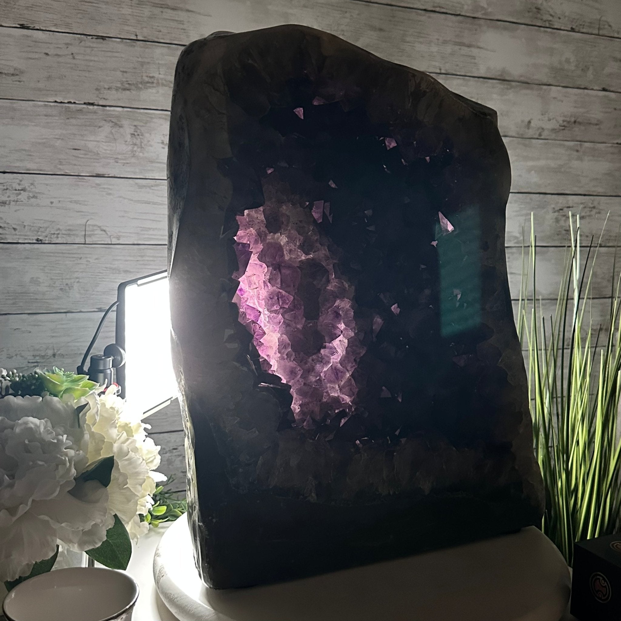 Extra Plus Quality Polished Brazilian Amethyst Cathedral, 78.9 lbs & 18.25" tall Model #5602-0179 by Brazil Gems - Brazil GemsBrazil GemsExtra Plus Quality Polished Brazilian Amethyst Cathedral, 78.9 lbs & 18.25" tall Model #5602-0179 by Brazil GemsPolished Cathedrals5602-0179