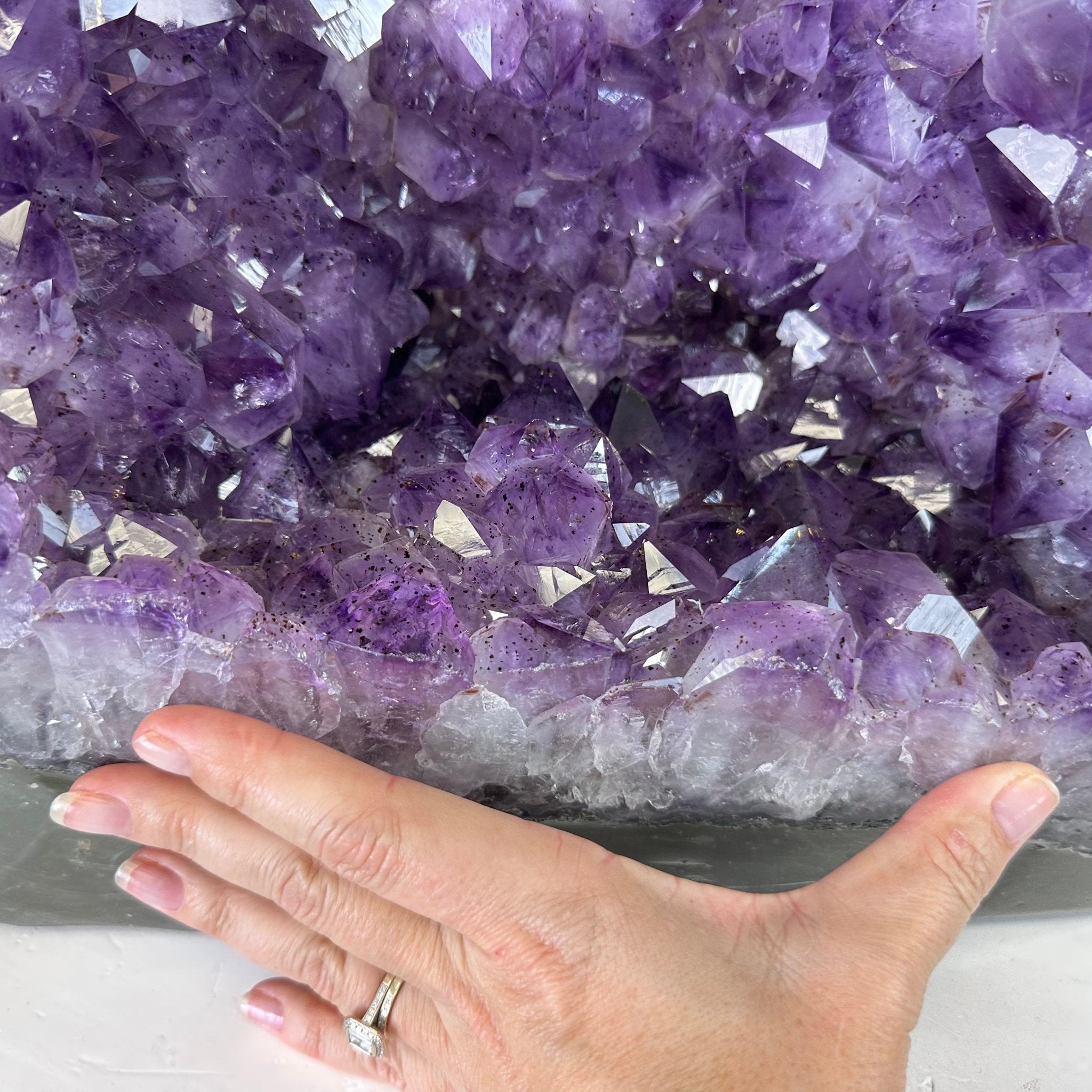 Extra Plus Quality Polished Brazilian Amethyst Cathedral, 78.9 lbs & 18.25" tall Model #5602-0179 by Brazil Gems - Brazil GemsBrazil GemsExtra Plus Quality Polished Brazilian Amethyst Cathedral, 78.9 lbs & 18.25" tall Model #5602-0179 by Brazil GemsPolished Cathedrals5602-0179