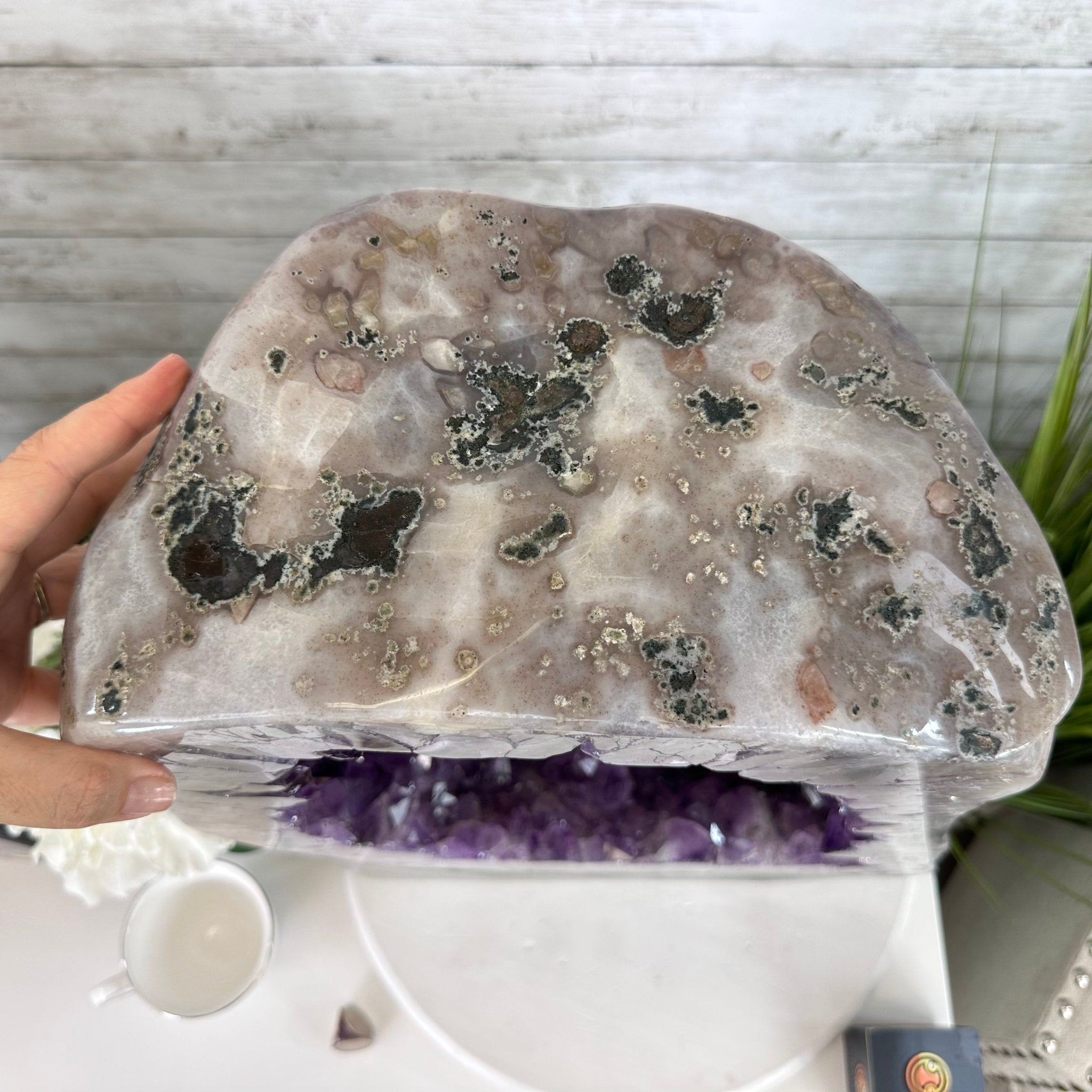 Extra Plus Quality Polished Brazilian Amethyst Cathedral, 78.9 lbs & 18.25" tall Model #5602-0179 by Brazil Gems - Brazil GemsBrazil GemsExtra Plus Quality Polished Brazilian Amethyst Cathedral, 78.9 lbs & 18.25" tall Model #5602-0179 by Brazil GemsPolished Cathedrals5602-0179