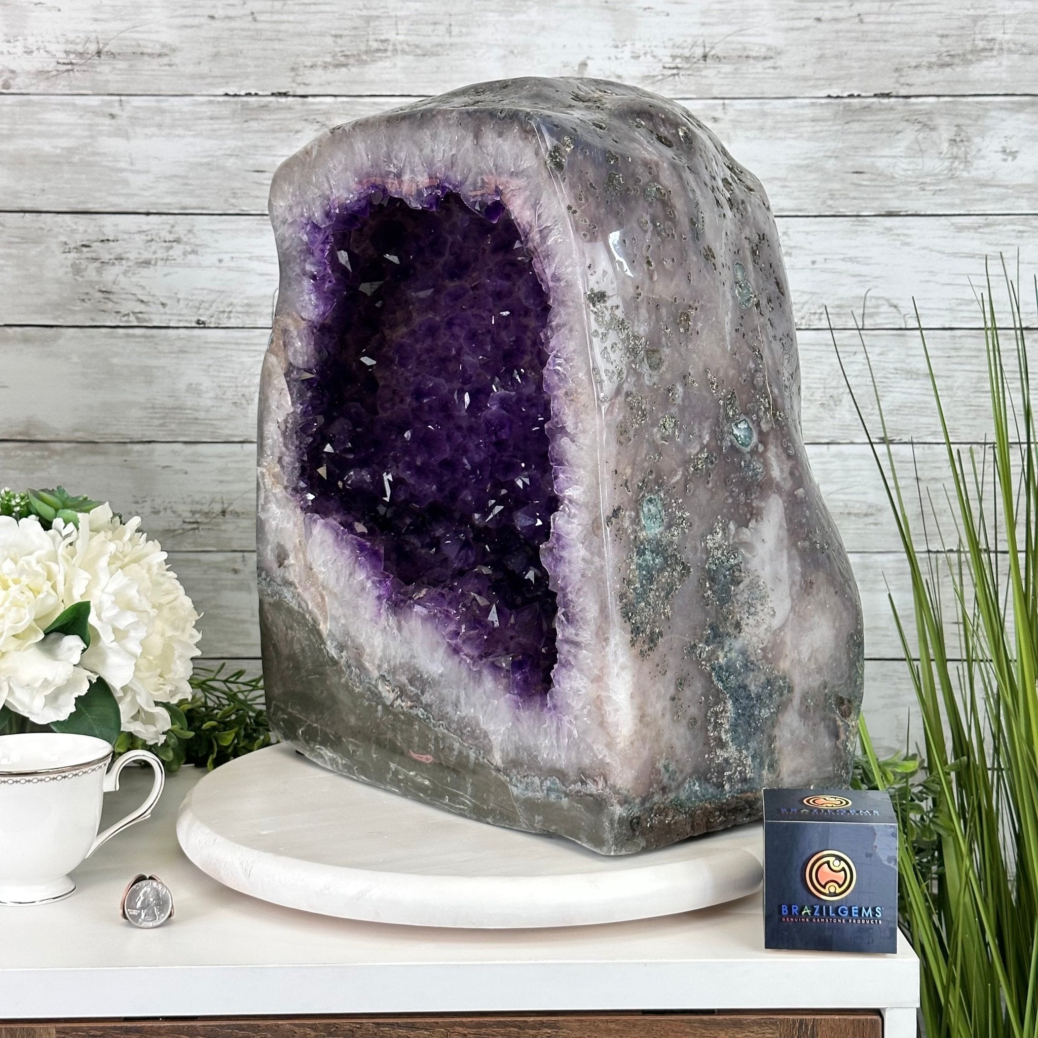Extra Plus Quality Polished Brazilian Amethyst Cathedral, 81.9 lbs & 16.5" tall Model #5602-0180 by Brazil Gems - Brazil GemsBrazil GemsExtra Plus Quality Polished Brazilian Amethyst Cathedral, 81.9 lbs & 16.5" tall Model #5602-0180 by Brazil GemsPolished Cathedrals5602-0180
