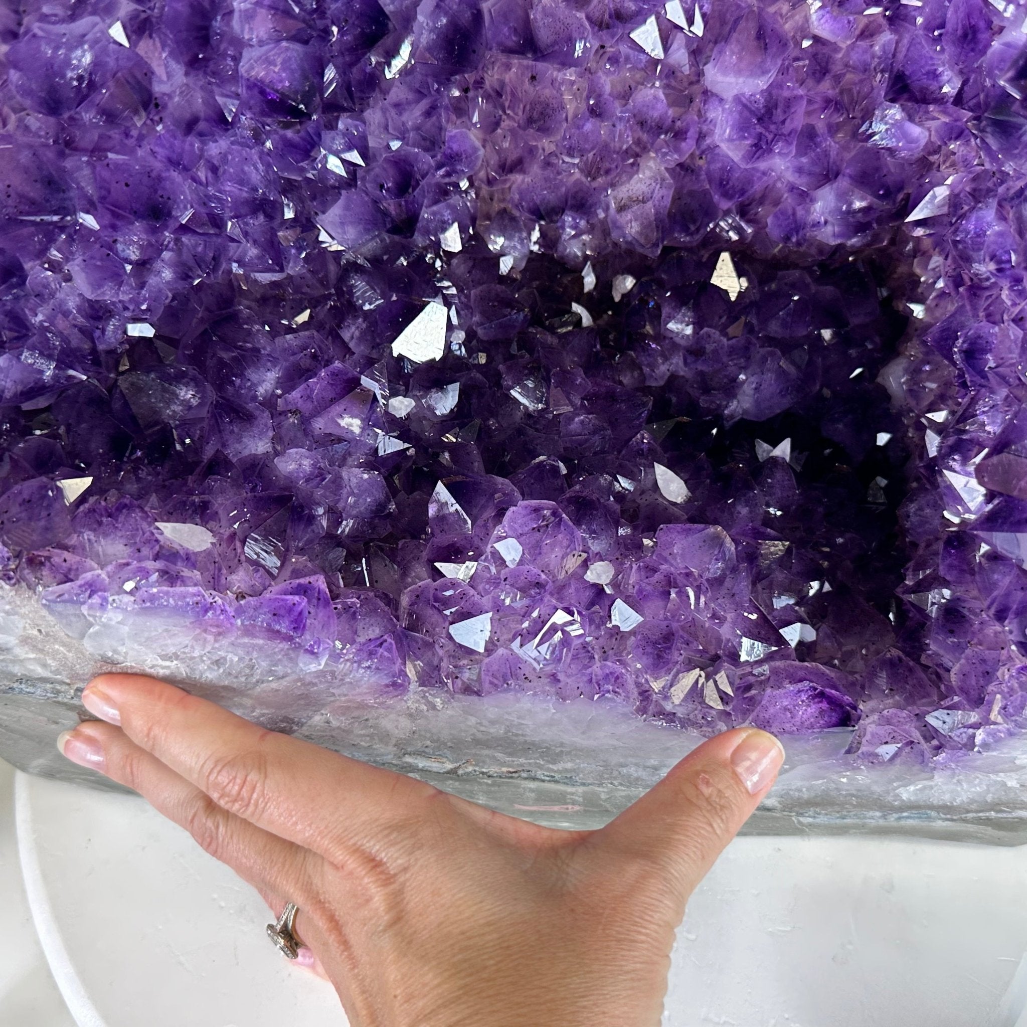 Extra Plus Quality Polished Brazilian Amethyst Cathedral, 81.9 lbs & 16.5" tall Model #5602-0180 by Brazil Gems - Brazil GemsBrazil GemsExtra Plus Quality Polished Brazilian Amethyst Cathedral, 81.9 lbs & 16.5" tall Model #5602-0180 by Brazil GemsPolished Cathedrals5602-0180