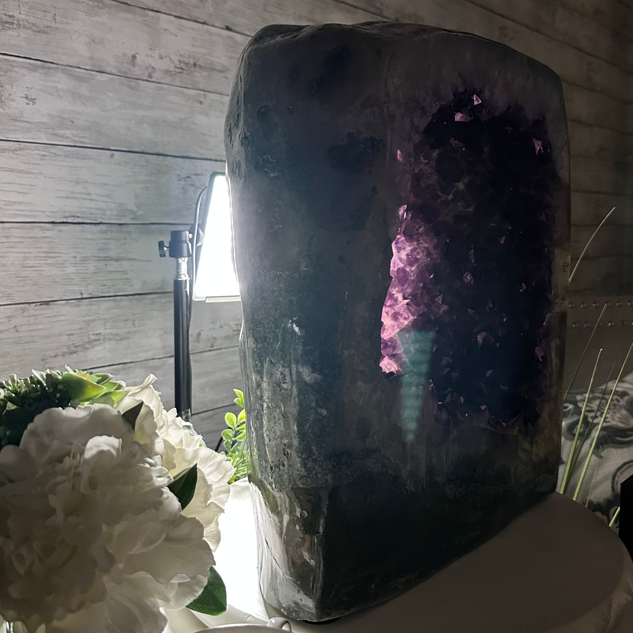 Extra Plus Quality Polished Brazilian Amethyst Cathedral, 81.9 lbs & 16.5" tall Model #5602-0180 by Brazil Gems - Brazil GemsBrazil GemsExtra Plus Quality Polished Brazilian Amethyst Cathedral, 81.9 lbs & 16.5" tall Model #5602-0180 by Brazil GemsPolished Cathedrals5602-0180