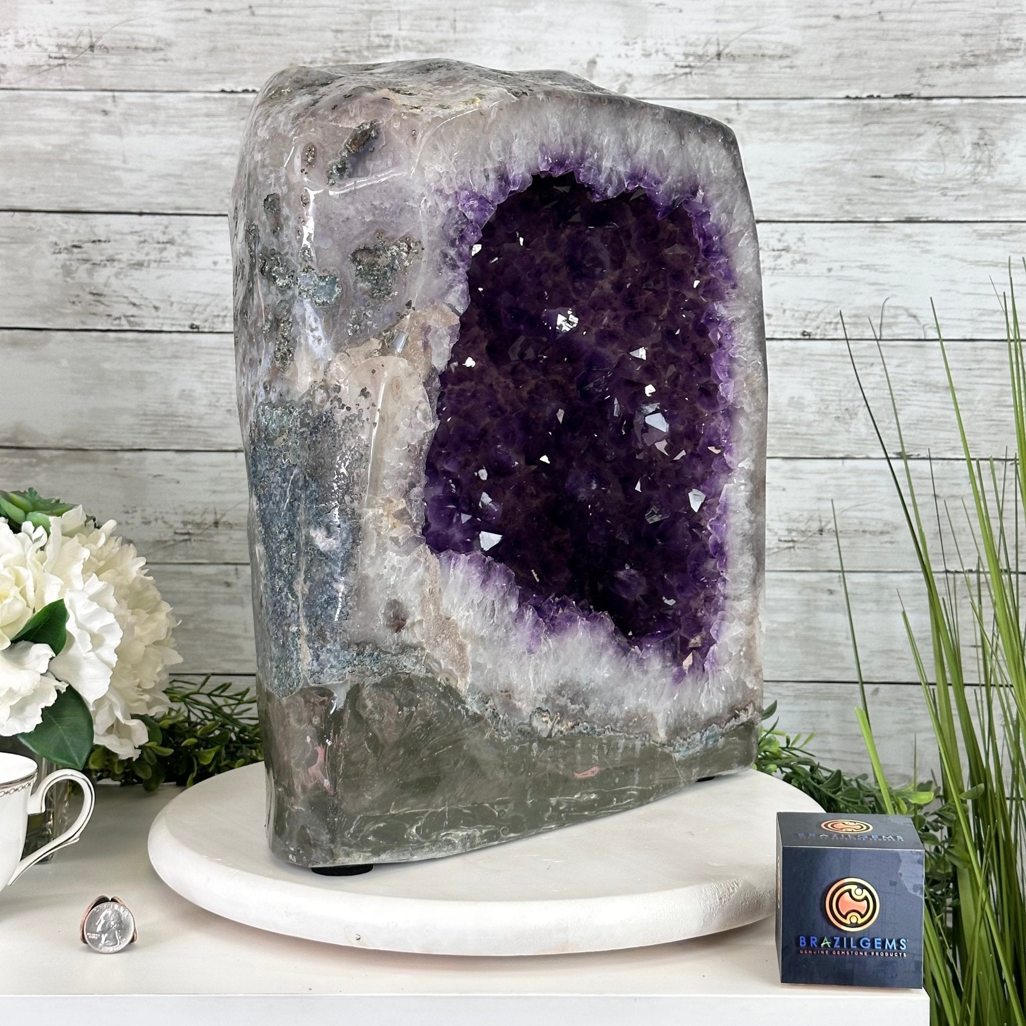 Extra Plus Quality Polished Brazilian Amethyst Cathedral, 81.9 lbs & 16.5" tall Model #5602-0180 by Brazil Gems - Brazil GemsBrazil GemsExtra Plus Quality Polished Brazilian Amethyst Cathedral, 81.9 lbs & 16.5" tall Model #5602-0180 by Brazil GemsPolished Cathedrals5602-0180