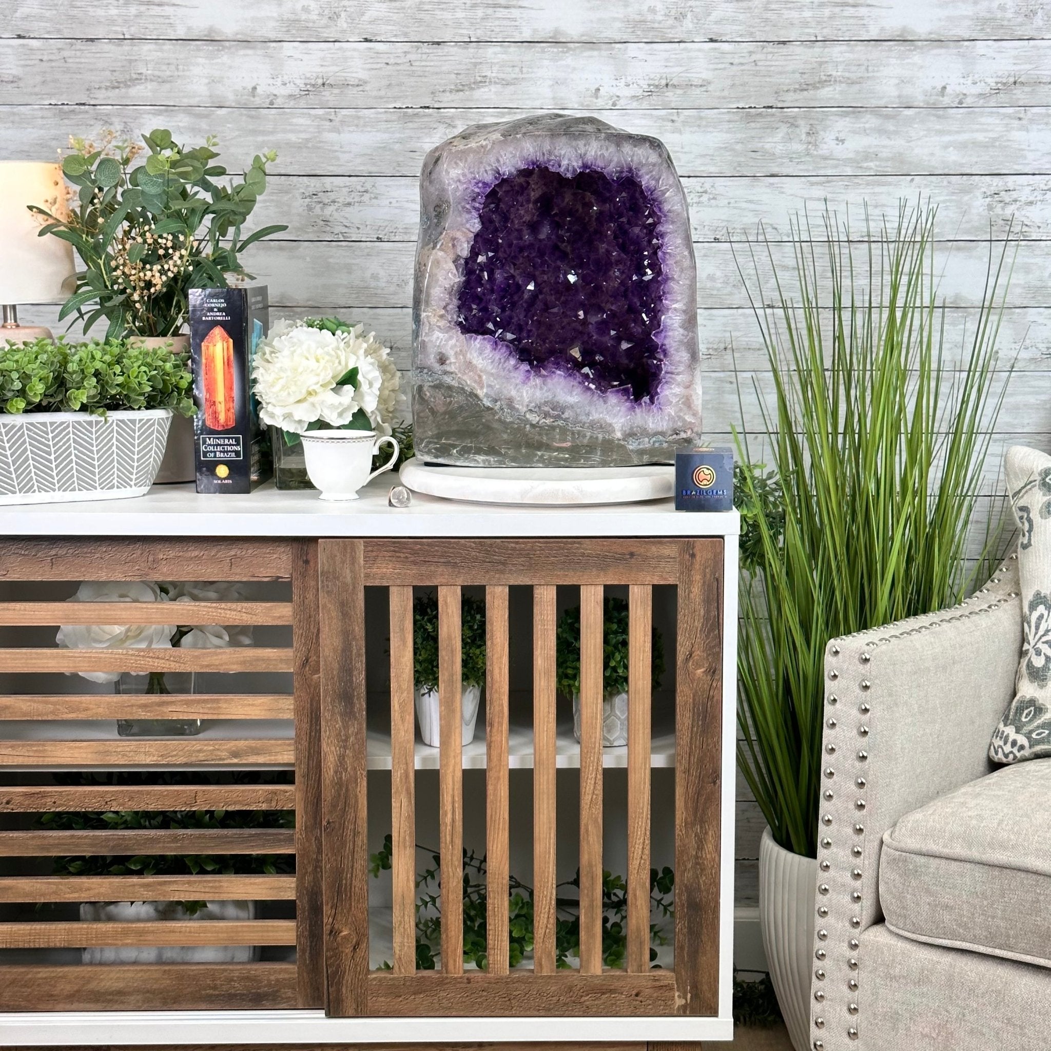 Extra Plus Quality Polished Brazilian Amethyst Cathedral, 81.9 lbs & 16.5" tall Model #5602-0180 by Brazil Gems - Brazil GemsBrazil GemsExtra Plus Quality Polished Brazilian Amethyst Cathedral, 81.9 lbs & 16.5" tall Model #5602-0180 by Brazil GemsPolished Cathedrals5602-0180