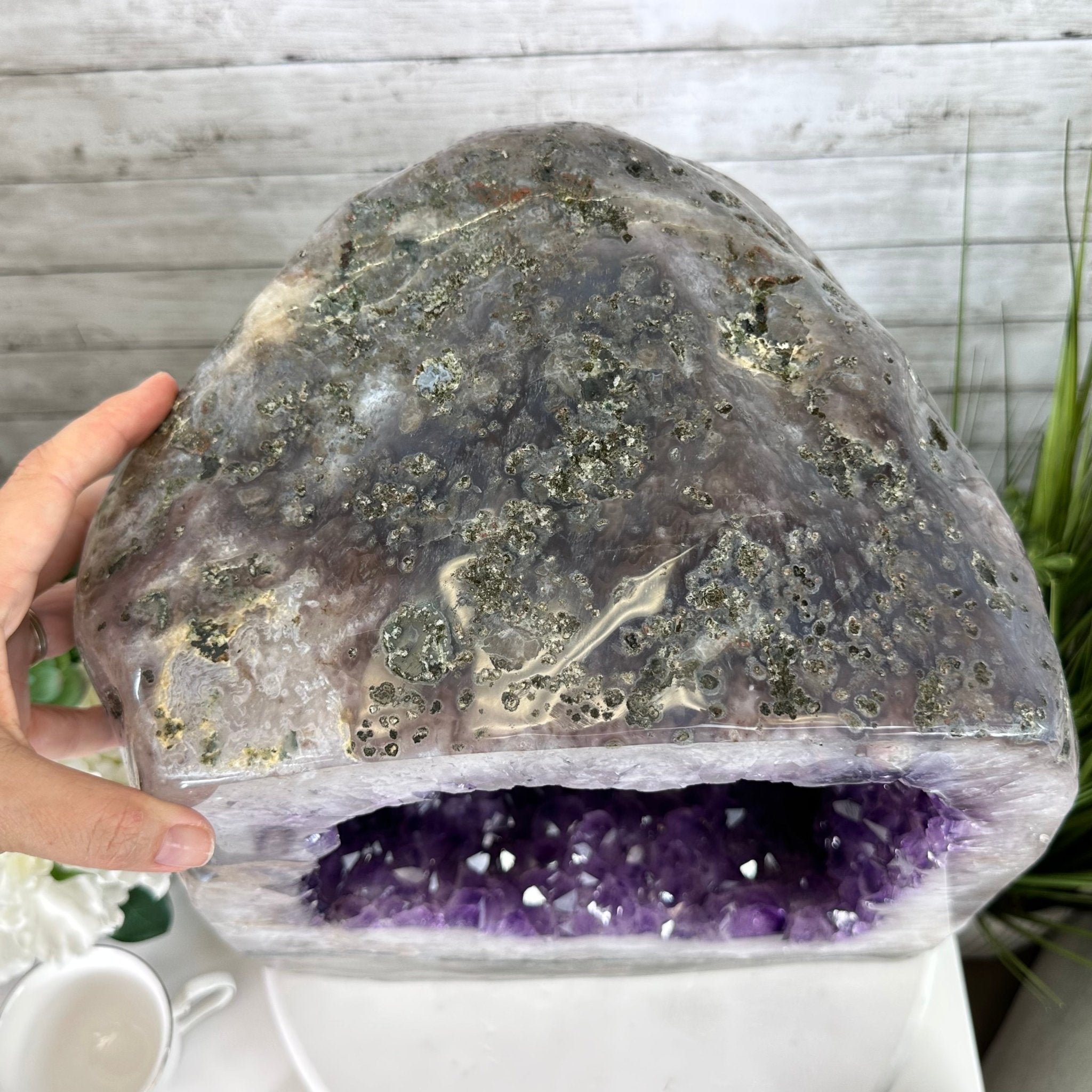 Extra Plus Quality Polished Brazilian Amethyst Cathedral, 81.9 lbs & 16.5" tall Model #5602-0180 by Brazil Gems - Brazil GemsBrazil GemsExtra Plus Quality Polished Brazilian Amethyst Cathedral, 81.9 lbs & 16.5" tall Model #5602-0180 by Brazil GemsPolished Cathedrals5602-0180