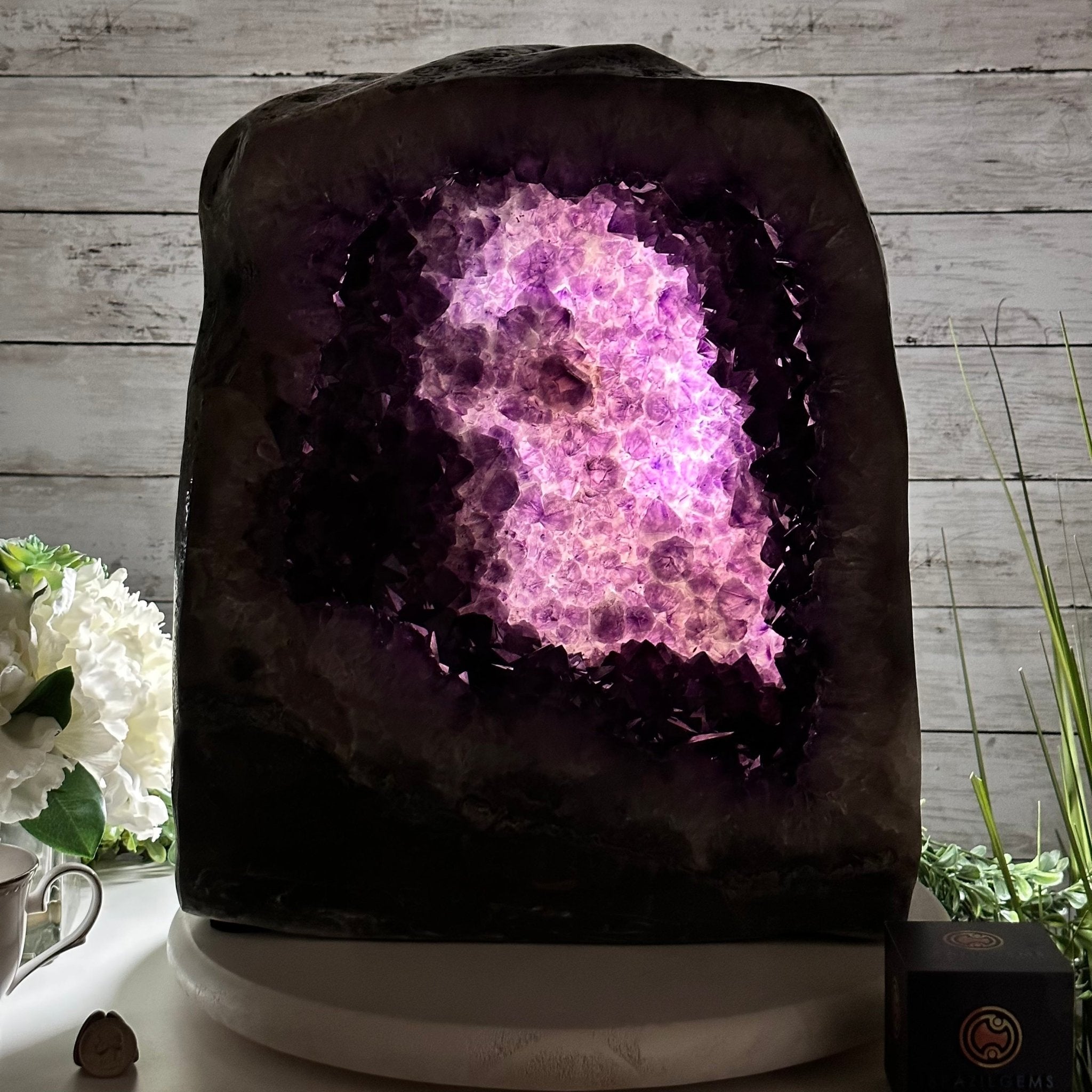 Extra Plus Quality Polished Brazilian Amethyst Cathedral, 81.9 lbs & 16.5" tall Model #5602-0180 by Brazil Gems - Brazil GemsBrazil GemsExtra Plus Quality Polished Brazilian Amethyst Cathedral, 81.9 lbs & 16.5" tall Model #5602-0180 by Brazil GemsPolished Cathedrals5602-0180
