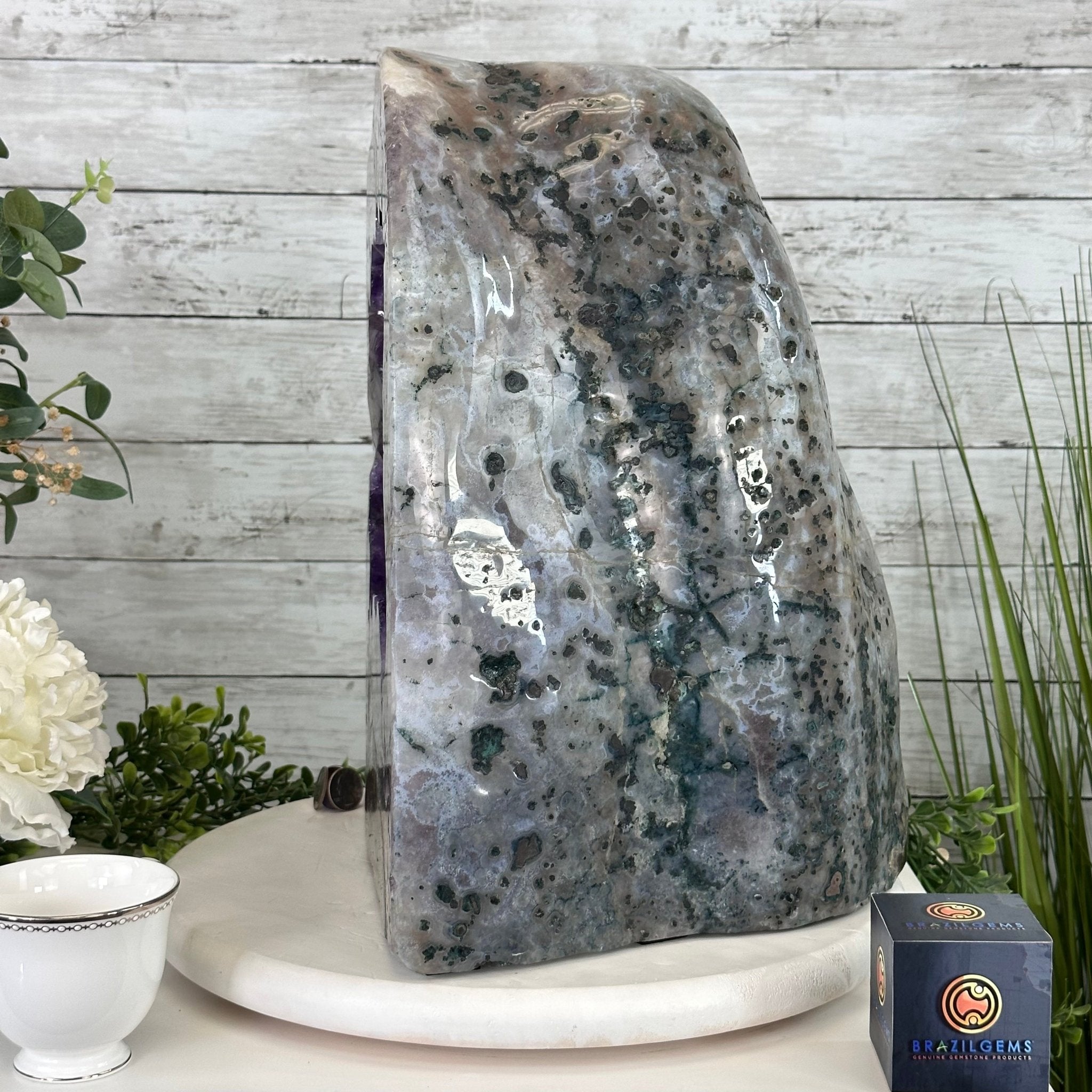 Extra Plus Quality Polished Brazilian Amethyst Cathedral, 85.4 lbs & 16.75" tall Model #5602-0044 by Brazil Gems - Brazil GemsBrazil GemsExtra Plus Quality Polished Brazilian Amethyst Cathedral, 85.4 lbs & 16.75" tall Model #5602-0044 by Brazil GemsPolished Cathedrals5602-0044