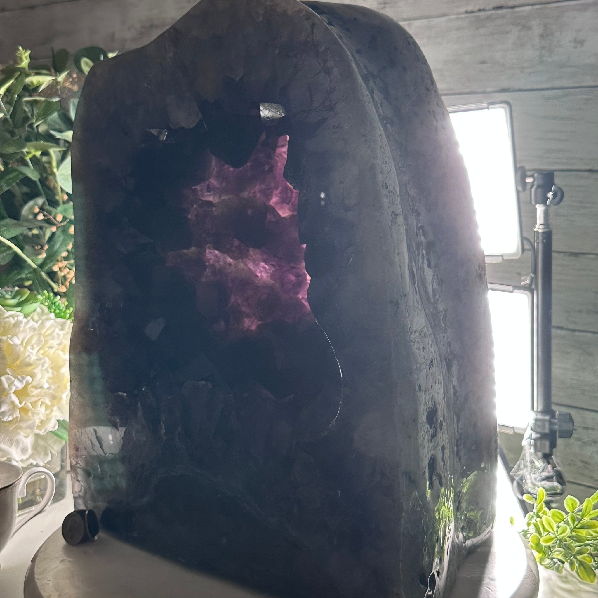 Extra Plus Quality Polished Brazilian Amethyst Cathedral, 85.4 lbs & 16.75" tall Model #5602-0044 by Brazil Gems - Brazil GemsBrazil GemsExtra Plus Quality Polished Brazilian Amethyst Cathedral, 85.4 lbs & 16.75" tall Model #5602-0044 by Brazil GemsPolished Cathedrals5602-0044