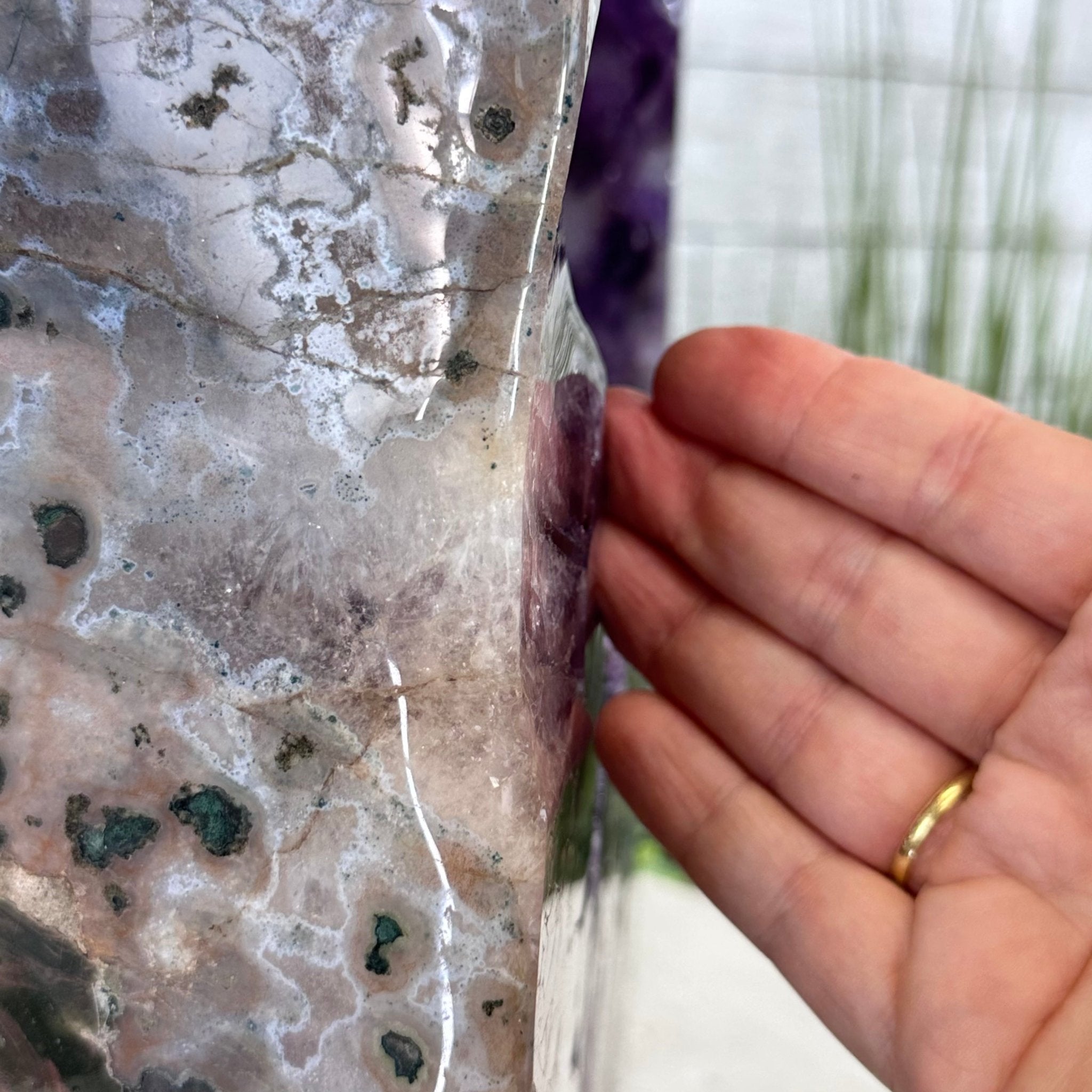 Extra Plus Quality Polished Brazilian Amethyst Cathedral, 85.4 lbs & 16.75" tall Model #5602-0044 by Brazil Gems - Brazil GemsBrazil GemsExtra Plus Quality Polished Brazilian Amethyst Cathedral, 85.4 lbs & 16.75" tall Model #5602-0044 by Brazil GemsPolished Cathedrals5602-0044