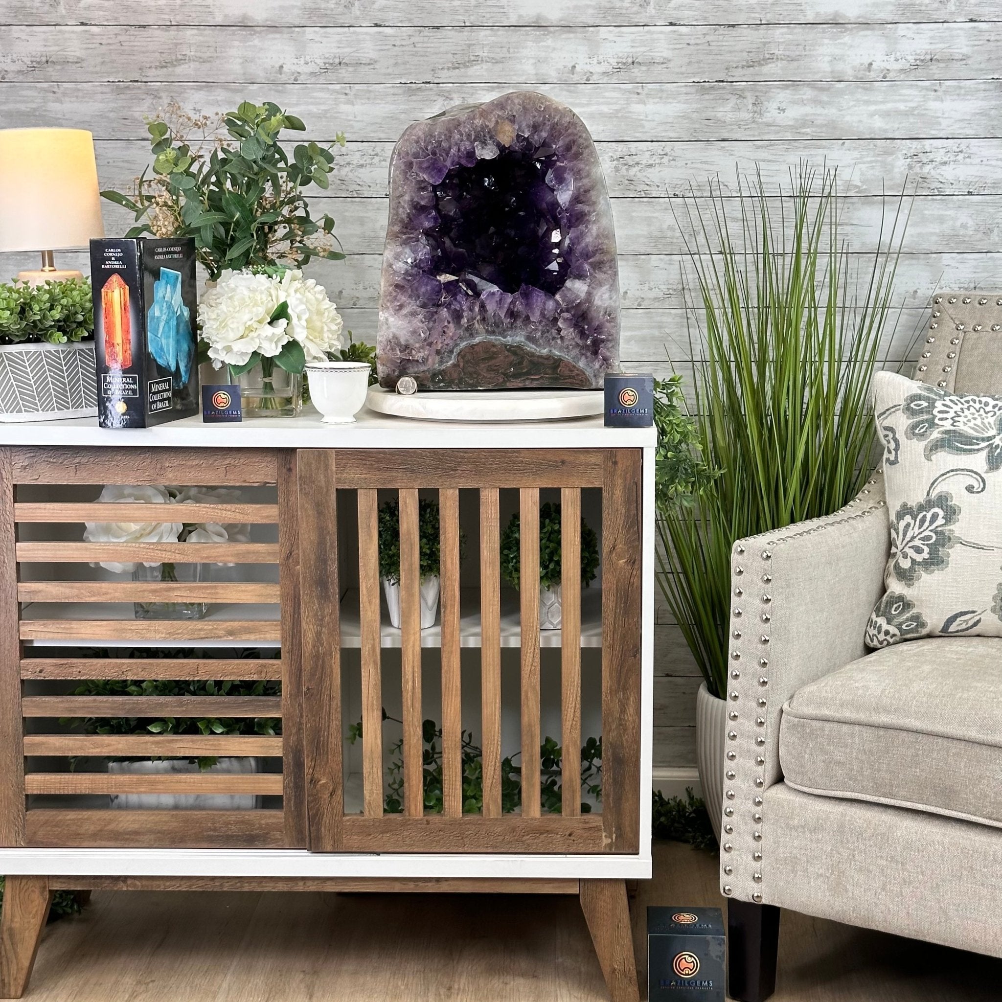 Extra Plus Quality Polished Brazilian Amethyst Cathedral, 85.4 lbs & 16.75" tall Model #5602-0044 by Brazil Gems - Brazil GemsBrazil GemsExtra Plus Quality Polished Brazilian Amethyst Cathedral, 85.4 lbs & 16.75" tall Model #5602-0044 by Brazil GemsPolished Cathedrals5602-0044