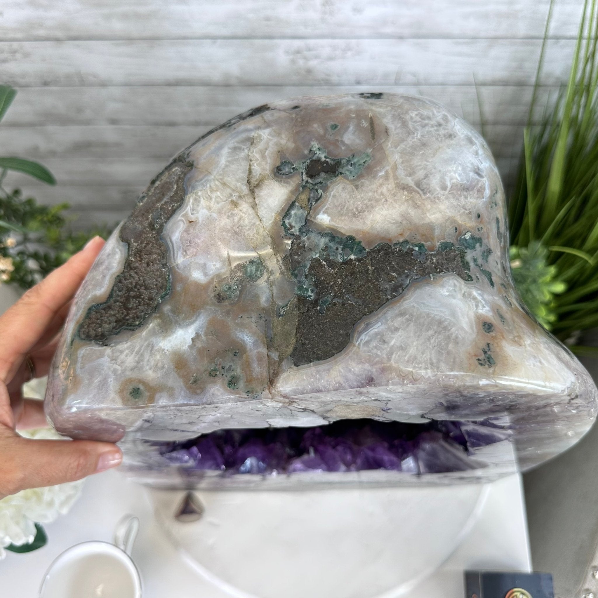 Extra Plus Quality Polished Brazilian Amethyst Cathedral, 85.4 lbs & 16.75" tall Model #5602-0044 by Brazil Gems - Brazil GemsBrazil GemsExtra Plus Quality Polished Brazilian Amethyst Cathedral, 85.4 lbs & 16.75" tall Model #5602-0044 by Brazil GemsPolished Cathedrals5602-0044