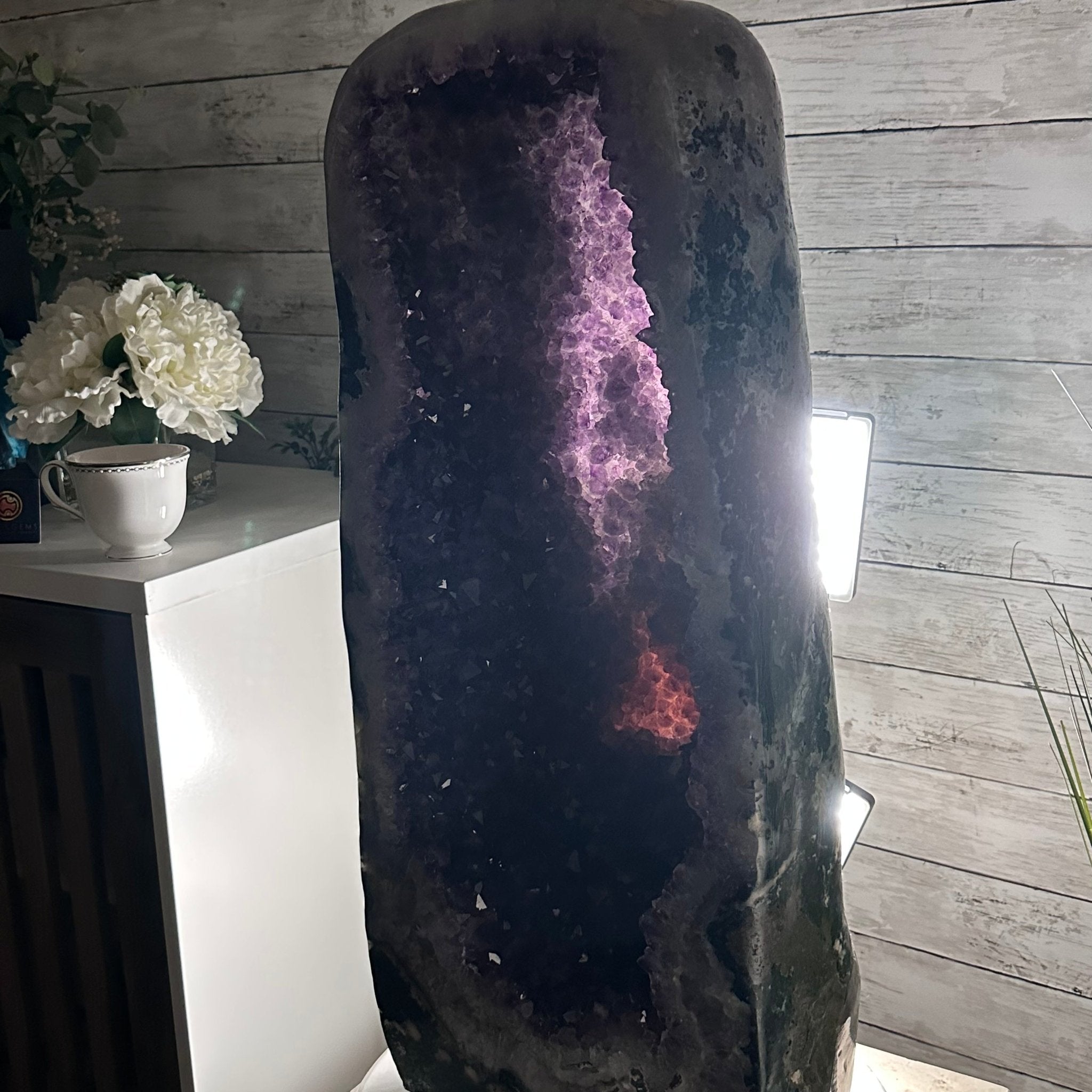 Extra Plus Quality Polished Brazilian Amethyst Cathedral, 96.2 lbs & 27.75" tall Model #5602-0057 by Brazil Gems - Brazil GemsBrazil GemsExtra Plus Quality Polished Brazilian Amethyst Cathedral, 96.2 lbs & 27.75" tall Model #5602-0057 by Brazil GemsPolished Cathedrals5602-0057