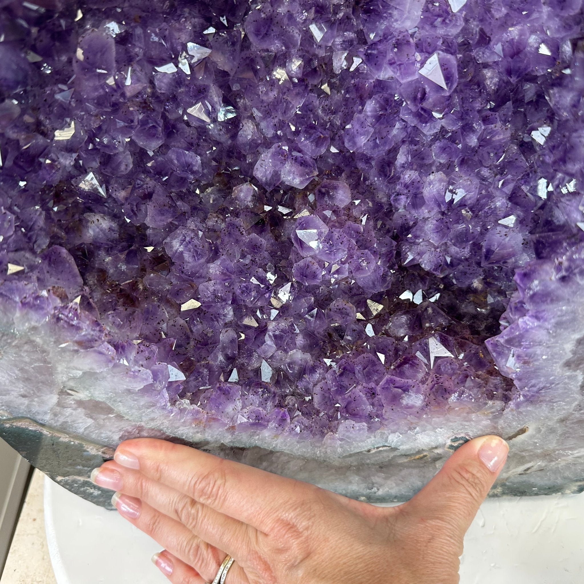Extra Plus Quality Polished Brazilian Amethyst Cathedral, 96.2 lbs & 27.75" tall Model #5602-0057 by Brazil Gems - Brazil GemsBrazil GemsExtra Plus Quality Polished Brazilian Amethyst Cathedral, 96.2 lbs & 27.75" tall Model #5602-0057 by Brazil GemsPolished Cathedrals5602-0057