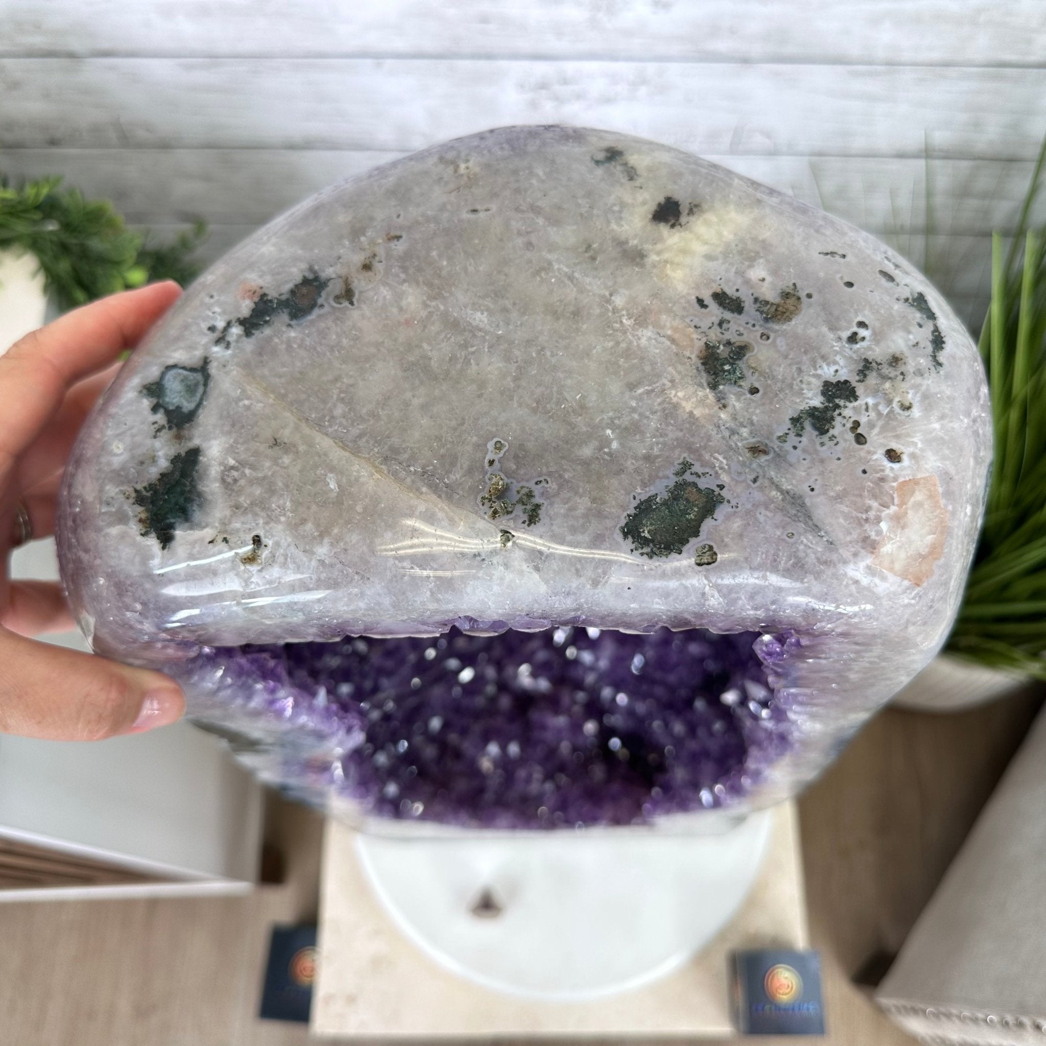 Extra Plus Quality Polished Brazilian Amethyst Cathedral, 96.2 lbs & 27.75" tall Model #5602-0057 by Brazil Gems - Brazil GemsBrazil GemsExtra Plus Quality Polished Brazilian Amethyst Cathedral, 96.2 lbs & 27.75" tall Model #5602-0057 by Brazil GemsPolished Cathedrals5602-0057