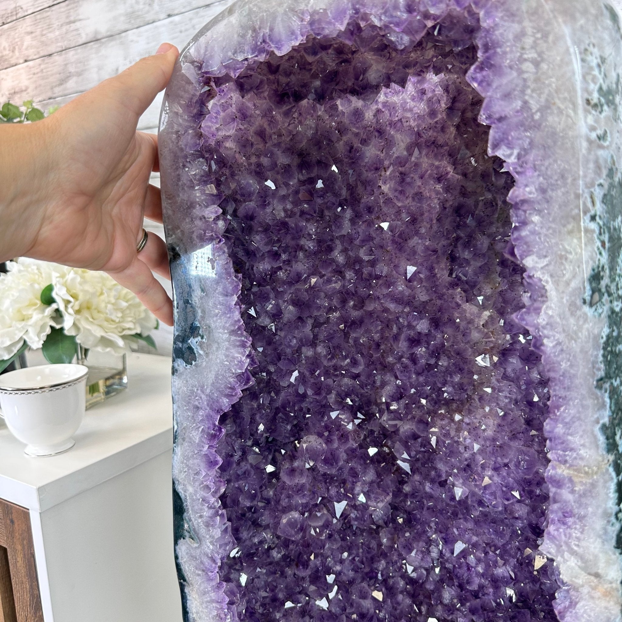 Extra Plus Quality Polished Brazilian Amethyst Cathedral, 96.2 lbs & 27.75" tall Model #5602-0057 by Brazil Gems - Brazil GemsBrazil GemsExtra Plus Quality Polished Brazilian Amethyst Cathedral, 96.2 lbs & 27.75" tall Model #5602-0057 by Brazil GemsPolished Cathedrals5602-0057