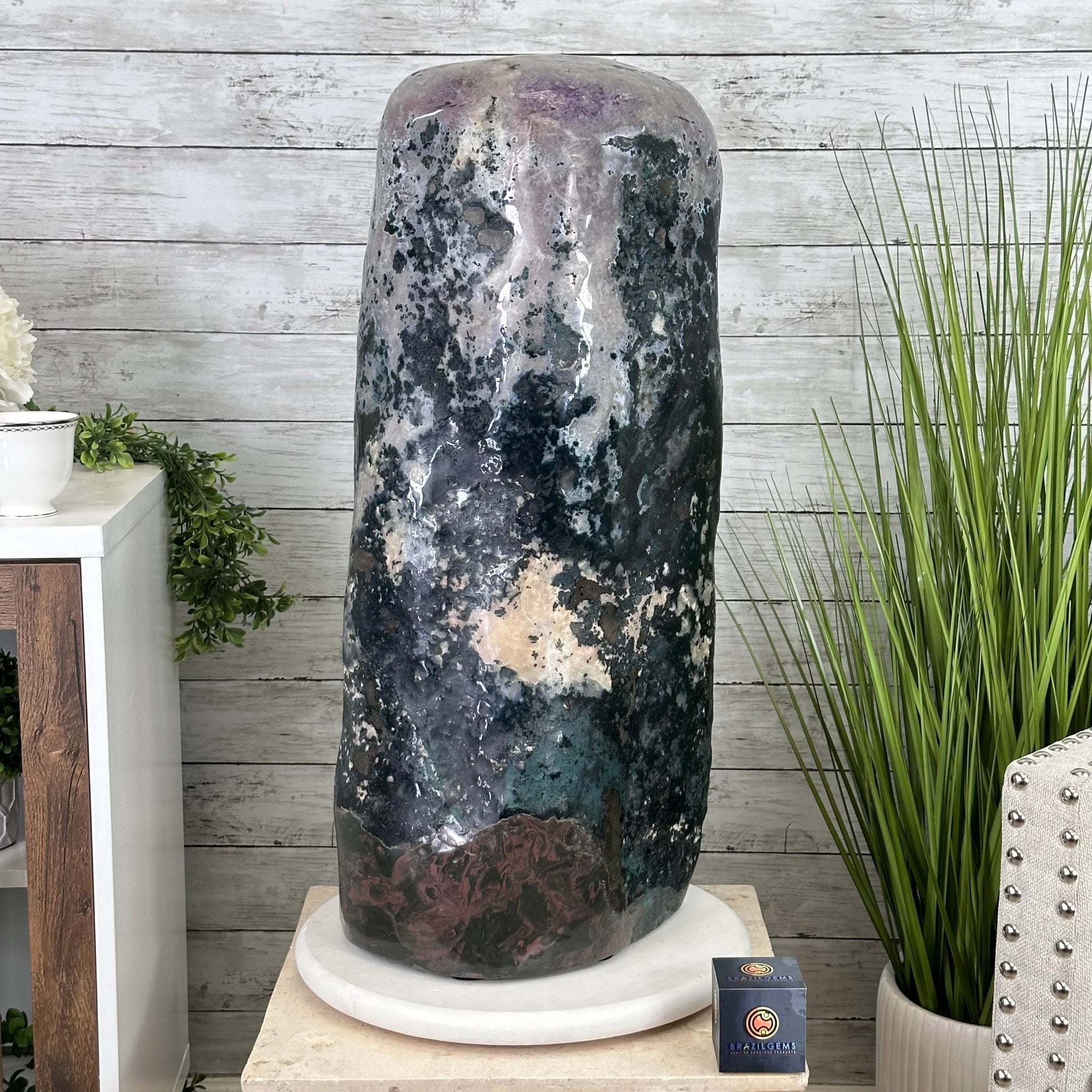 Extra Plus Quality Polished Brazilian Amethyst Cathedral, 96.2 lbs & 27.75" tall Model #5602-0057 by Brazil Gems - Brazil GemsBrazil GemsExtra Plus Quality Polished Brazilian Amethyst Cathedral, 96.2 lbs & 27.75" tall Model #5602-0057 by Brazil GemsPolished Cathedrals5602-0057