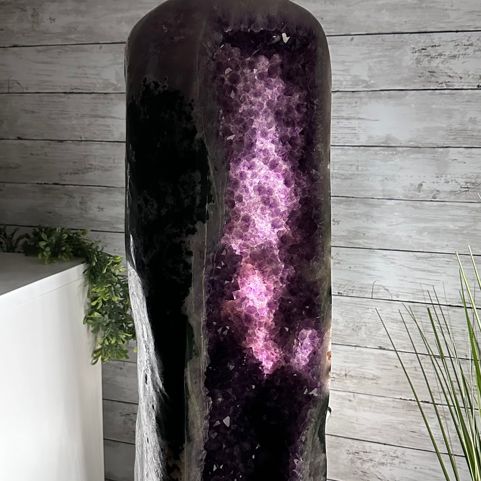 Extra Plus Quality Polished Brazilian Amethyst Cathedral, 96.2 lbs & 27.75" tall Model #5602-0057 by Brazil Gems - Brazil GemsBrazil GemsExtra Plus Quality Polished Brazilian Amethyst Cathedral, 96.2 lbs & 27.75" tall Model #5602-0057 by Brazil GemsPolished Cathedrals5602-0057