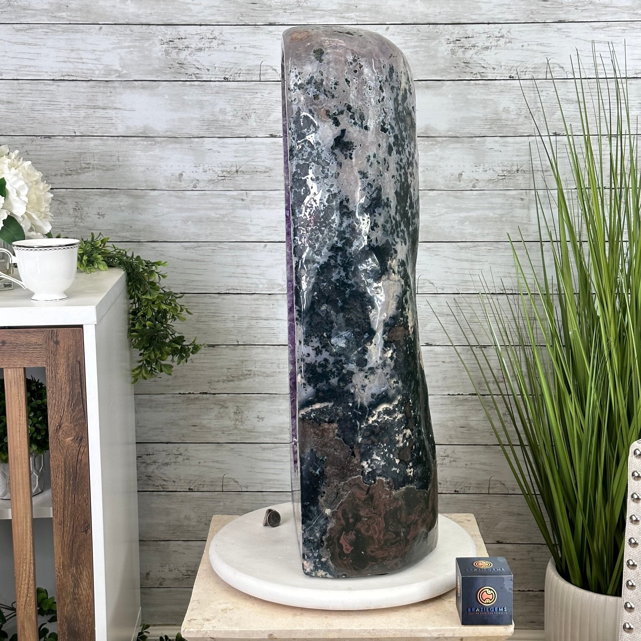 Extra Plus Quality Polished Brazilian Amethyst Cathedral, 96.2 lbs & 27.75" tall Model #5602-0057 by Brazil Gems - Brazil GemsBrazil GemsExtra Plus Quality Polished Brazilian Amethyst Cathedral, 96.2 lbs & 27.75" tall Model #5602-0057 by Brazil GemsPolished Cathedrals5602-0057