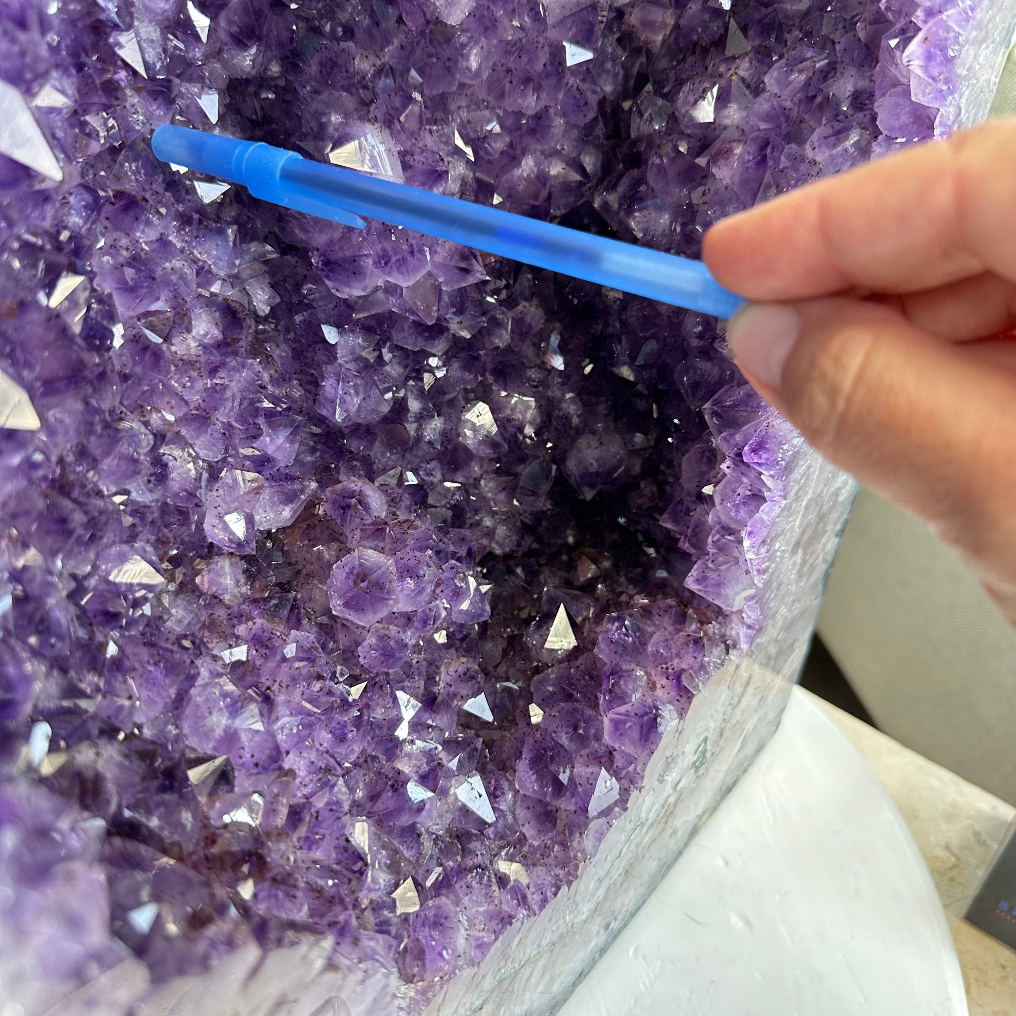 Extra Plus Quality Polished Brazilian Amethyst Cathedral, 96.2 lbs & 27.75" tall Model #5602-0057 by Brazil Gems - Brazil GemsBrazil GemsExtra Plus Quality Polished Brazilian Amethyst Cathedral, 96.2 lbs & 27.75" tall Model #5602-0057 by Brazil GemsPolished Cathedrals5602-0057