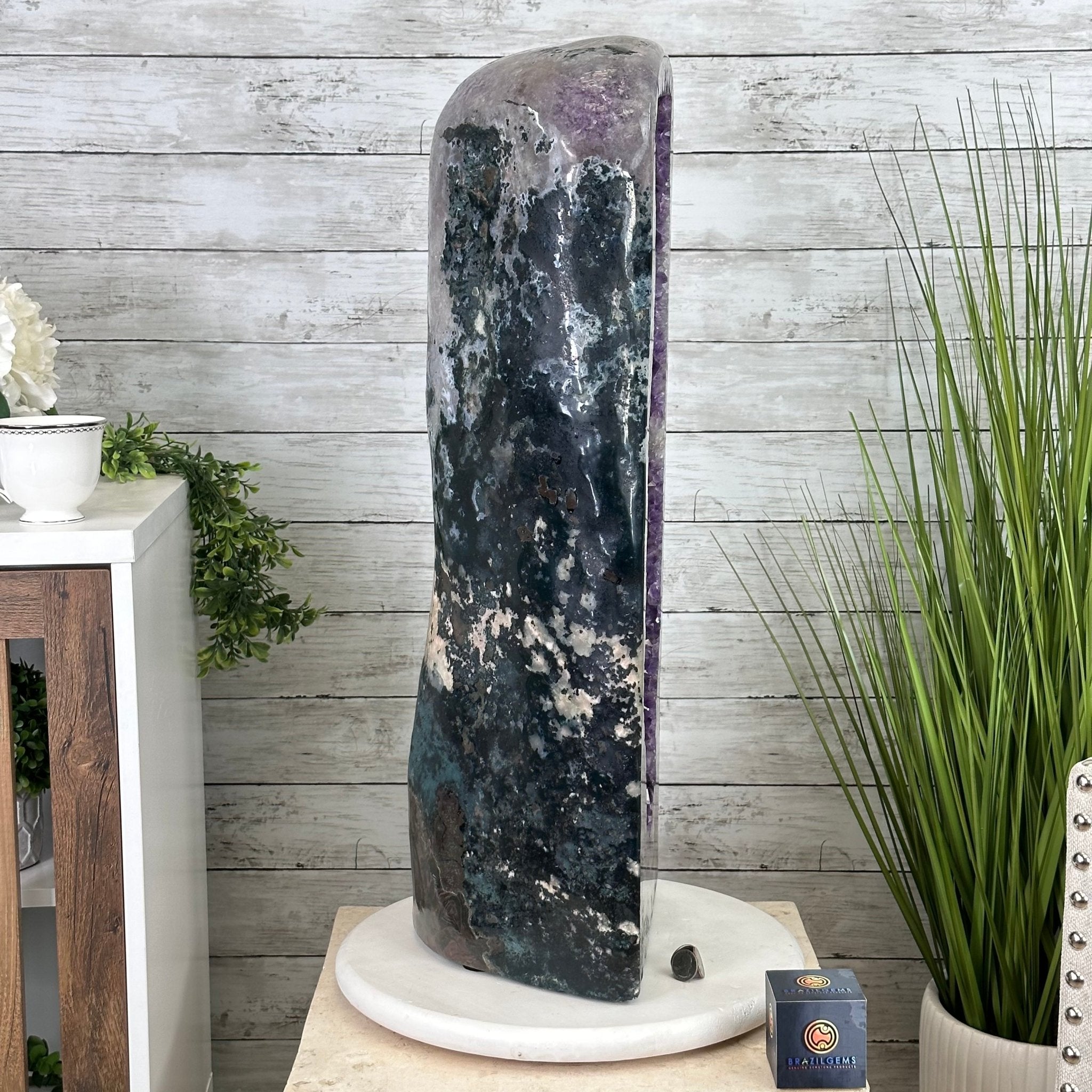 Extra Plus Quality Polished Brazilian Amethyst Cathedral, 96.2 lbs & 27.75" tall Model #5602-0057 by Brazil Gems - Brazil GemsBrazil GemsExtra Plus Quality Polished Brazilian Amethyst Cathedral, 96.2 lbs & 27.75" tall Model #5602-0057 by Brazil GemsPolished Cathedrals5602-0057