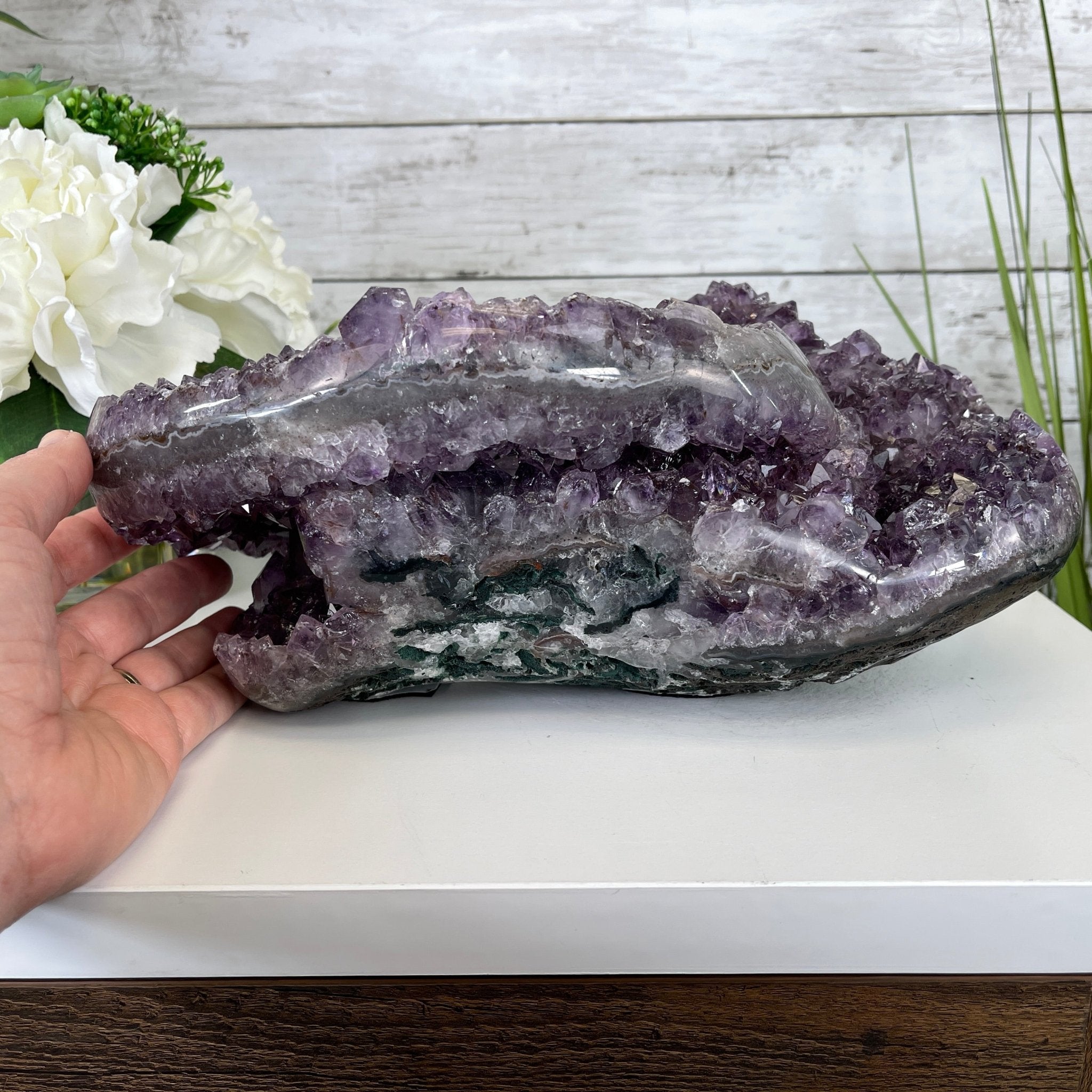 Extra Plus Quality Unique Uruguayan Amethyst Geode, 5.5” tall & 14.2 lbs #5520-0016 by Brazil Gems - Brazil GemsBrazil GemsExtra Plus Quality Unique Uruguayan Amethyst Geode, 5.5” tall & 14.2 lbs #5520-0016 by Brazil GemsClusters: Unique & Freeform5520-0016