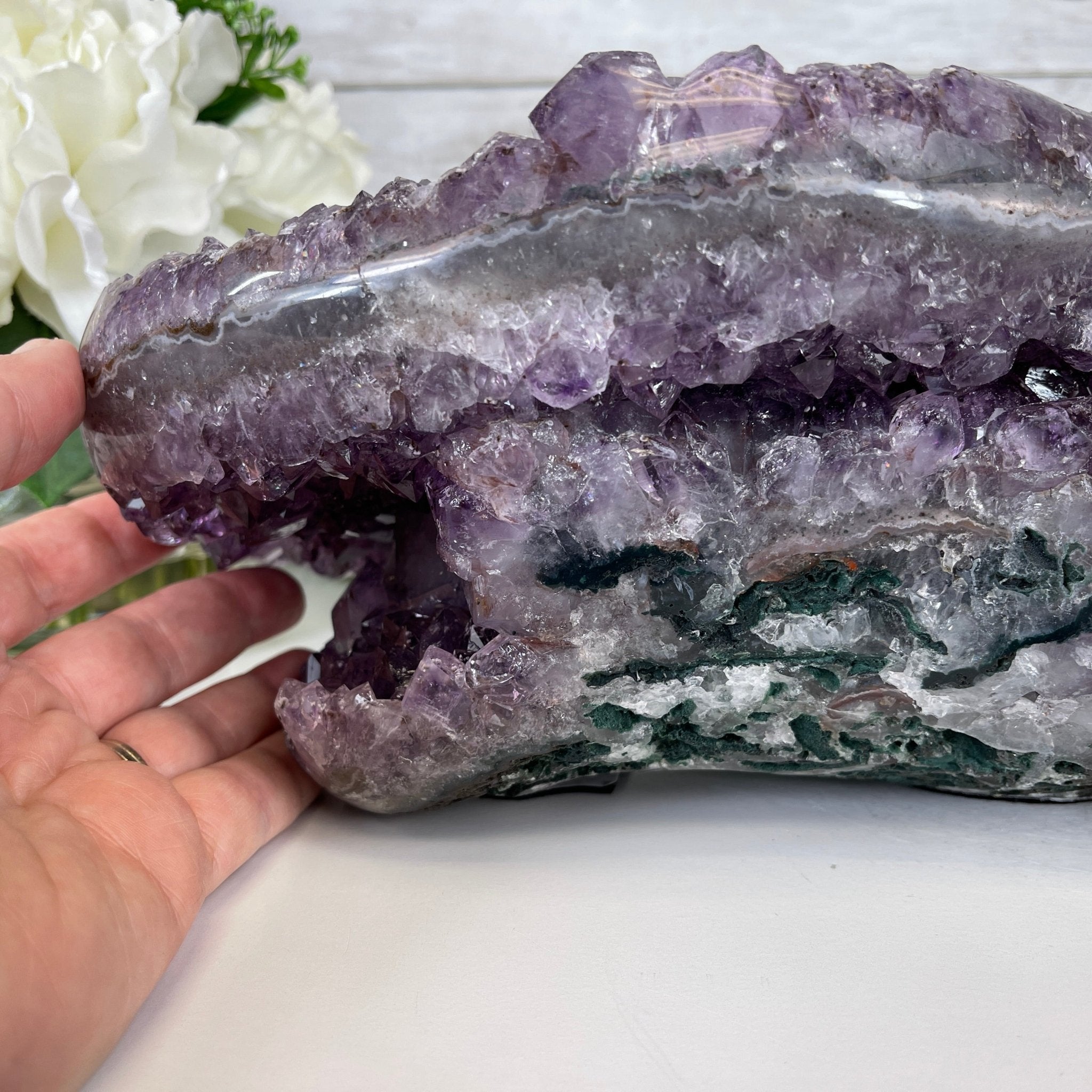 Extra Plus Quality Unique Uruguayan Amethyst Geode, 5.5” tall & 14.2 lbs #5520-0016 by Brazil Gems - Brazil GemsBrazil GemsExtra Plus Quality Unique Uruguayan Amethyst Geode, 5.5” tall & 14.2 lbs #5520-0016 by Brazil GemsClusters: Unique & Freeform5520-0016