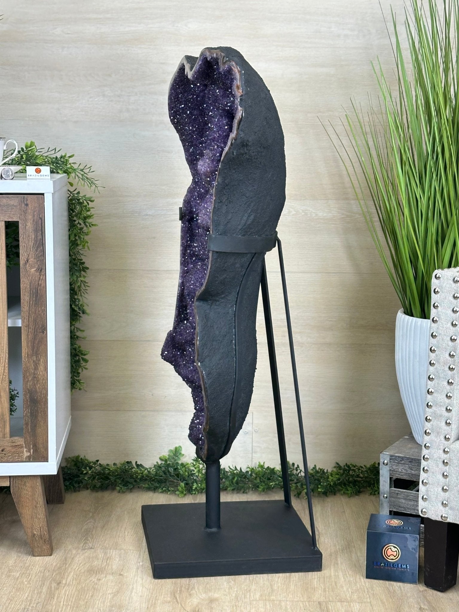 Extra Plus Uruguayan Amethyst Cluster on a Metal Base, 167.6 lbs & 41.1" Tall, #5491 - 0249 - Brazil GemsBrazil GemsExtra Plus Uruguayan Amethyst Cluster on a Metal Base, 167.6 lbs & 41.1" Tall, #5491 - 0249Clusters on Fixed Bases5491 - 0249