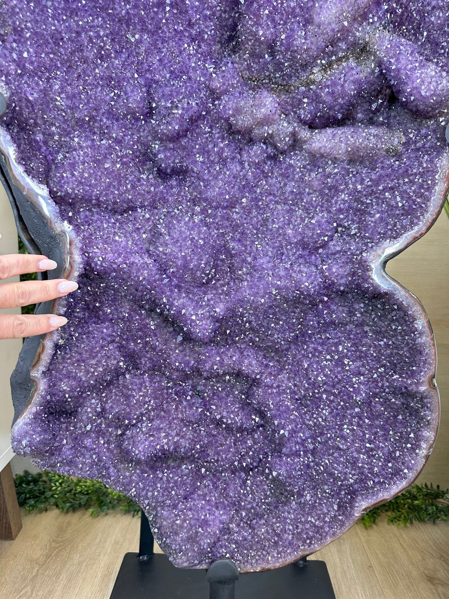 Extra Plus Uruguayan Amethyst Cluster on a Metal Base, 167.6 lbs & 41.1" Tall, #5491 - 0249 - Brazil GemsBrazil GemsExtra Plus Uruguayan Amethyst Cluster on a Metal Base, 167.6 lbs & 41.1" Tall, #5491 - 0249Clusters on Fixed Bases5491 - 0249
