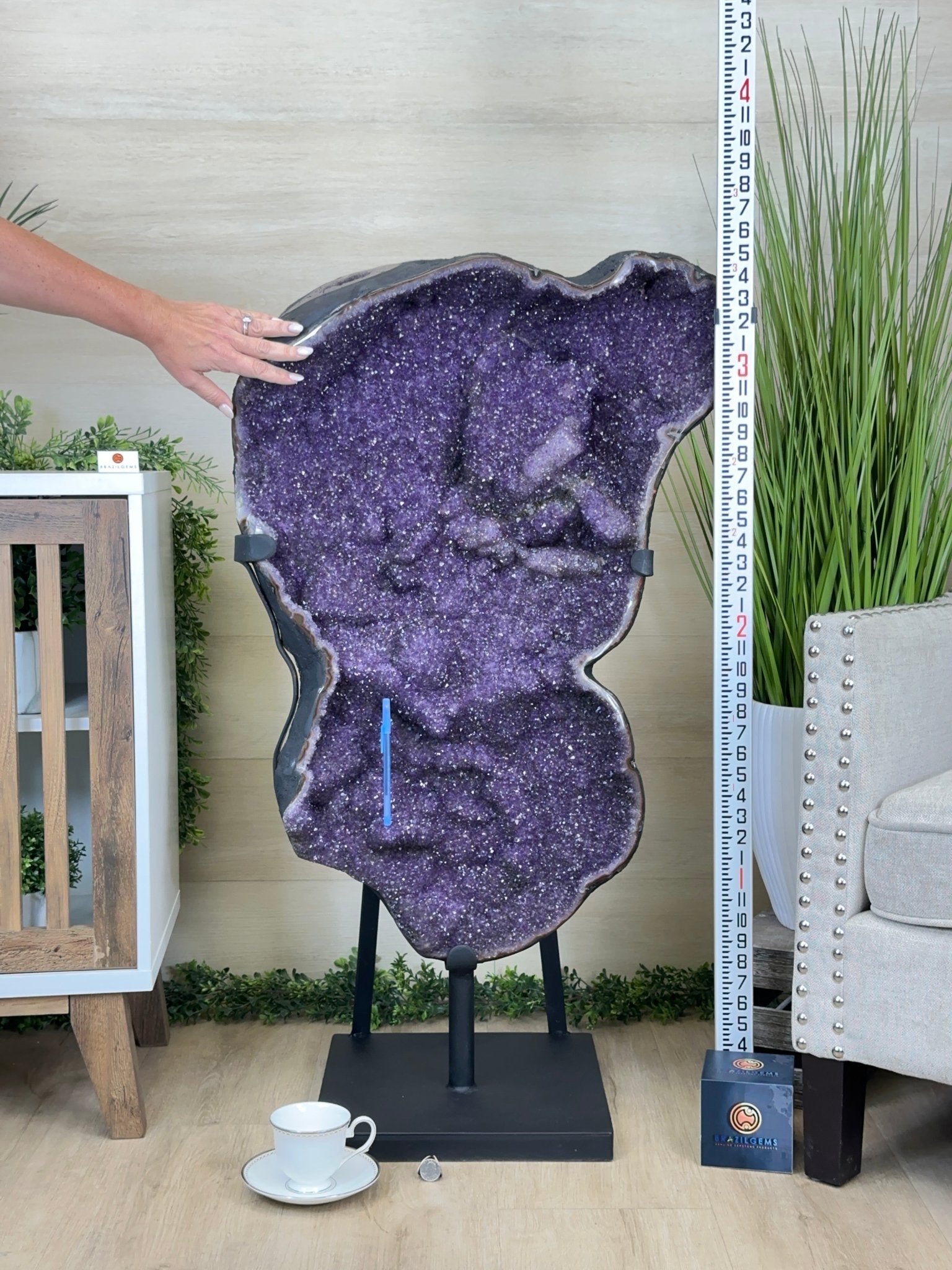 Extra Plus Uruguayan Amethyst Cluster on a Metal Base, 167.6 lbs & 41.1" Tall, #5491 - 0249 - Brazil GemsBrazil GemsExtra Plus Uruguayan Amethyst Cluster on a Metal Base, 167.6 lbs & 41.1" Tall, #5491 - 0249Clusters on Fixed Bases5491 - 0249
