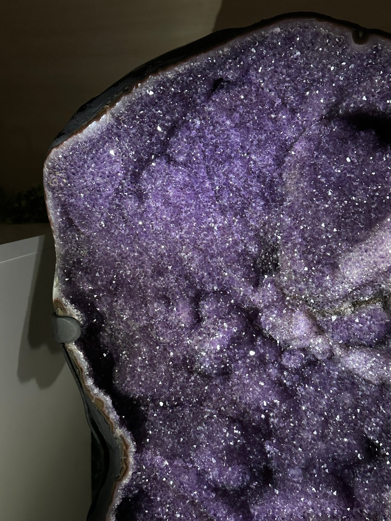 Extra Plus Uruguayan Amethyst Cluster on a Metal Base, 167.6 lbs & 41.1" Tall, #5491 - 0249 - Brazil GemsBrazil GemsExtra Plus Uruguayan Amethyst Cluster on a Metal Base, 167.6 lbs & 41.1" Tall, #5491 - 0249Clusters on Fixed Bases5491 - 0249