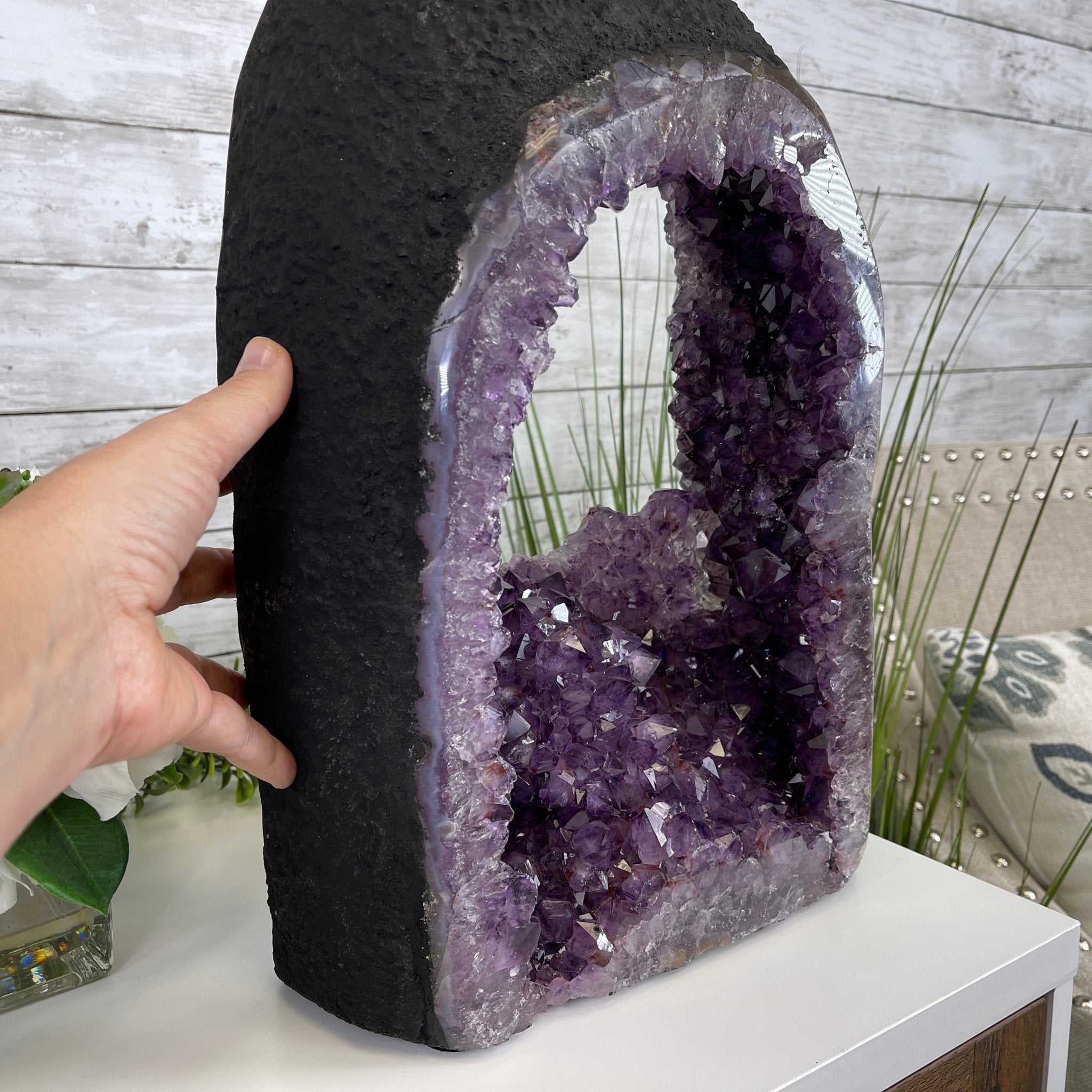 Extra Quality 2-Sided Brazilian Amethyst Cathedral, 28 lbs, 16.7" tall, #5605-0056 by Brazil Gems - Brazil GemsBrazil GemsExtra Quality 2-Sided Brazilian Amethyst Cathedral, 28 lbs, 16.7" tall, #5605-0056 by Brazil GemsOpen 2-Sided Cathedrals5605-0056