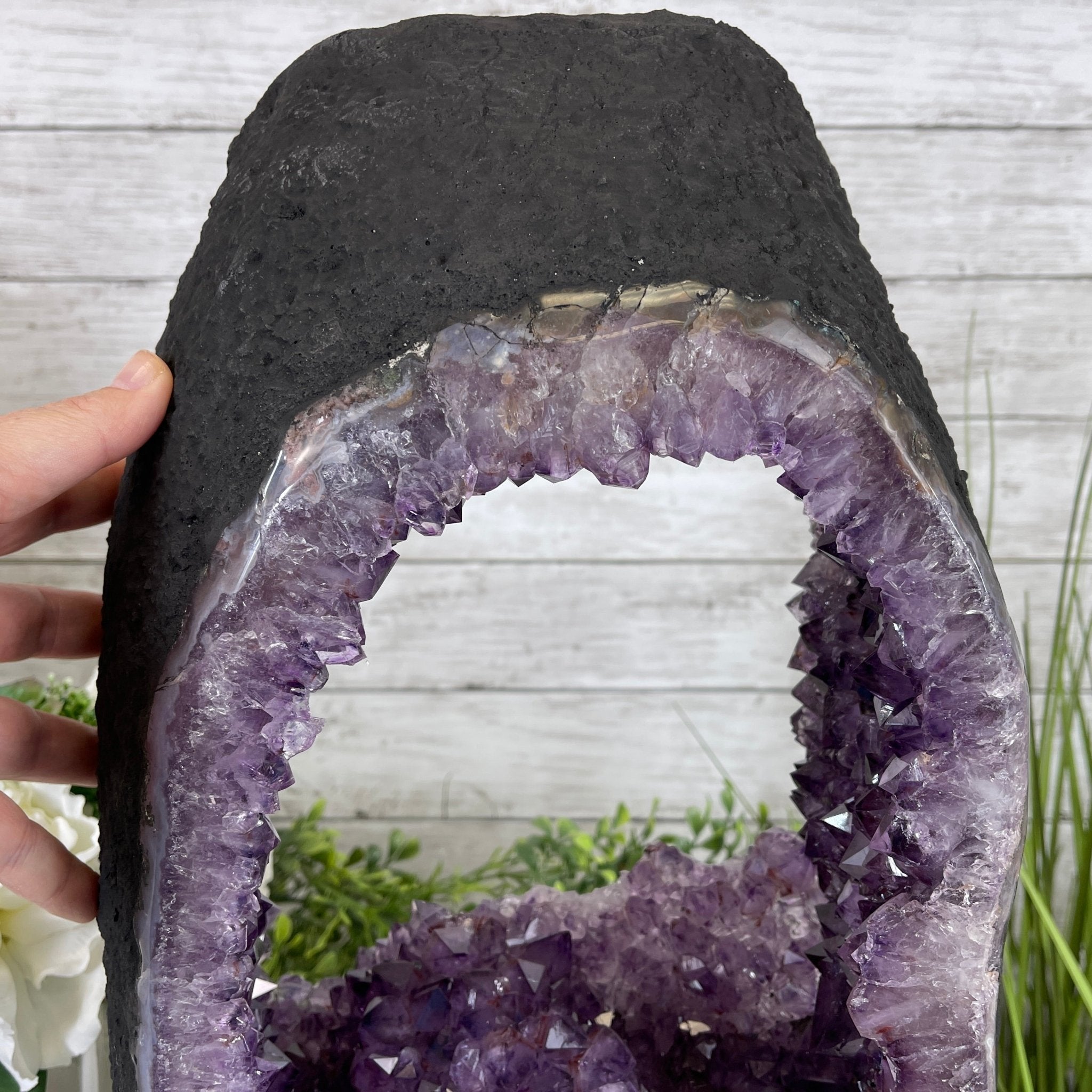 Extra Quality 2-Sided Brazilian Amethyst Cathedral, 28 lbs, 16.7" tall, #5605-0056 by Brazil Gems - Brazil GemsBrazil GemsExtra Quality 2-Sided Brazilian Amethyst Cathedral, 28 lbs, 16.7" tall, #5605-0056 by Brazil GemsOpen 2-Sided Cathedrals5605-0056
