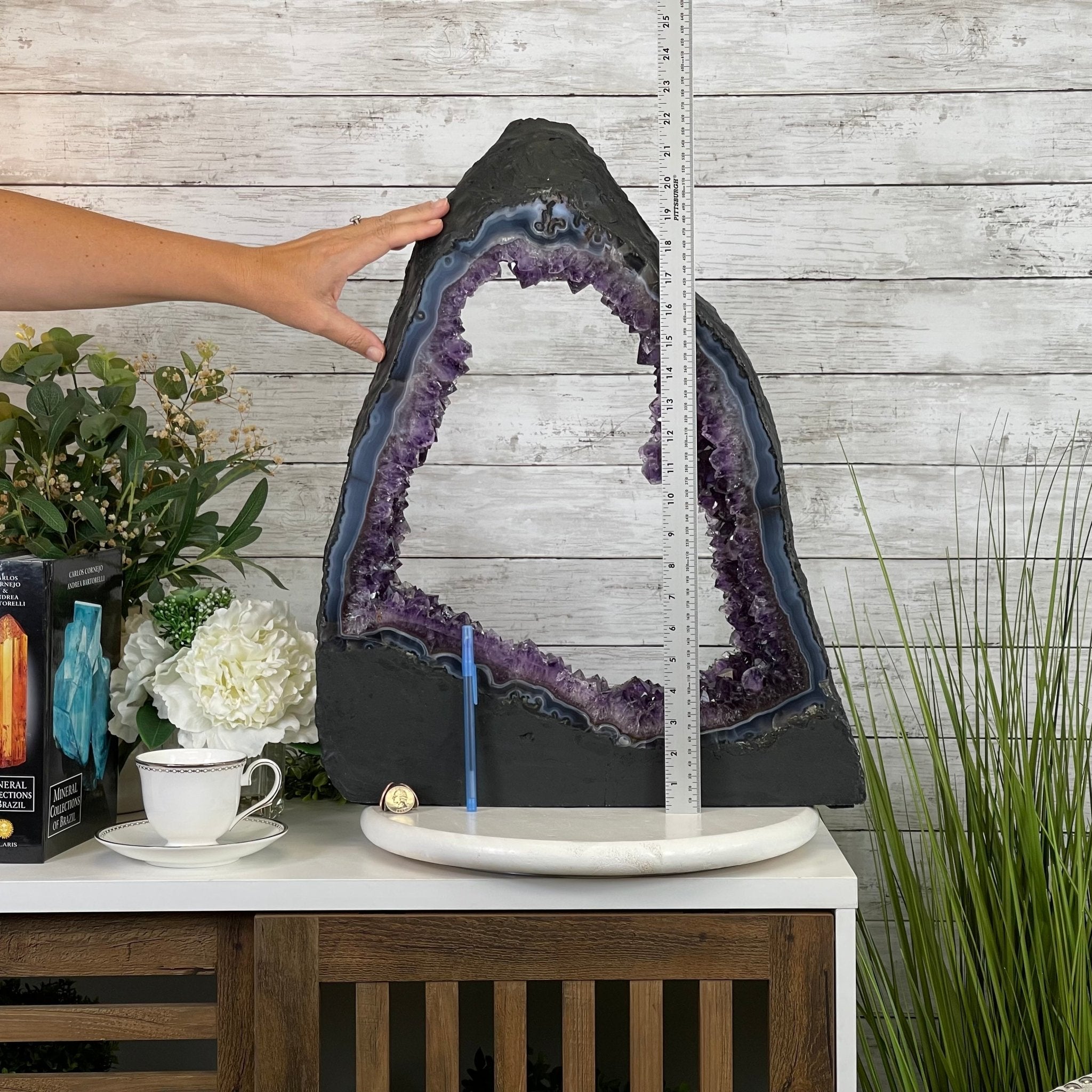 Extra Quality 2-Sided Brazilian Amethyst Cathedral, 32.2 lbs, 22.1" tall, #5605-0070 by Brazil Gems - Brazil GemsBrazil GemsExtra Quality 2-Sided Brazilian Amethyst Cathedral, 32.2 lbs, 22.1" tall, #5605-0070 by Brazil GemsOpen 2-Sided Cathedrals5605-0070