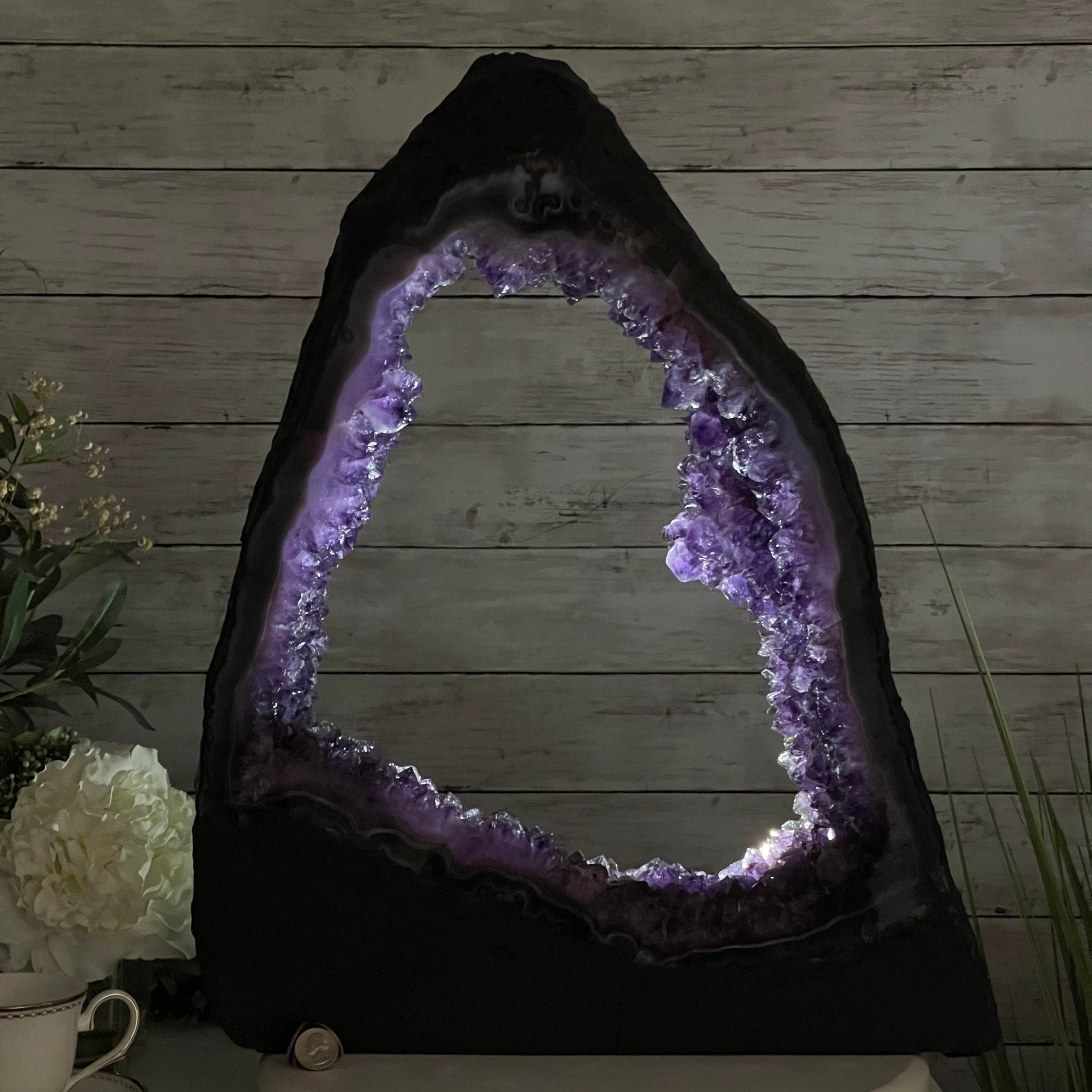 Extra Quality 2-Sided Brazilian Amethyst Cathedral, 32.2 lbs, 22.1" tall, #5605-0070 by Brazil Gems - Brazil GemsBrazil GemsExtra Quality 2-Sided Brazilian Amethyst Cathedral, 32.2 lbs, 22.1" tall, #5605-0070 by Brazil GemsOpen 2-Sided Cathedrals5605-0070