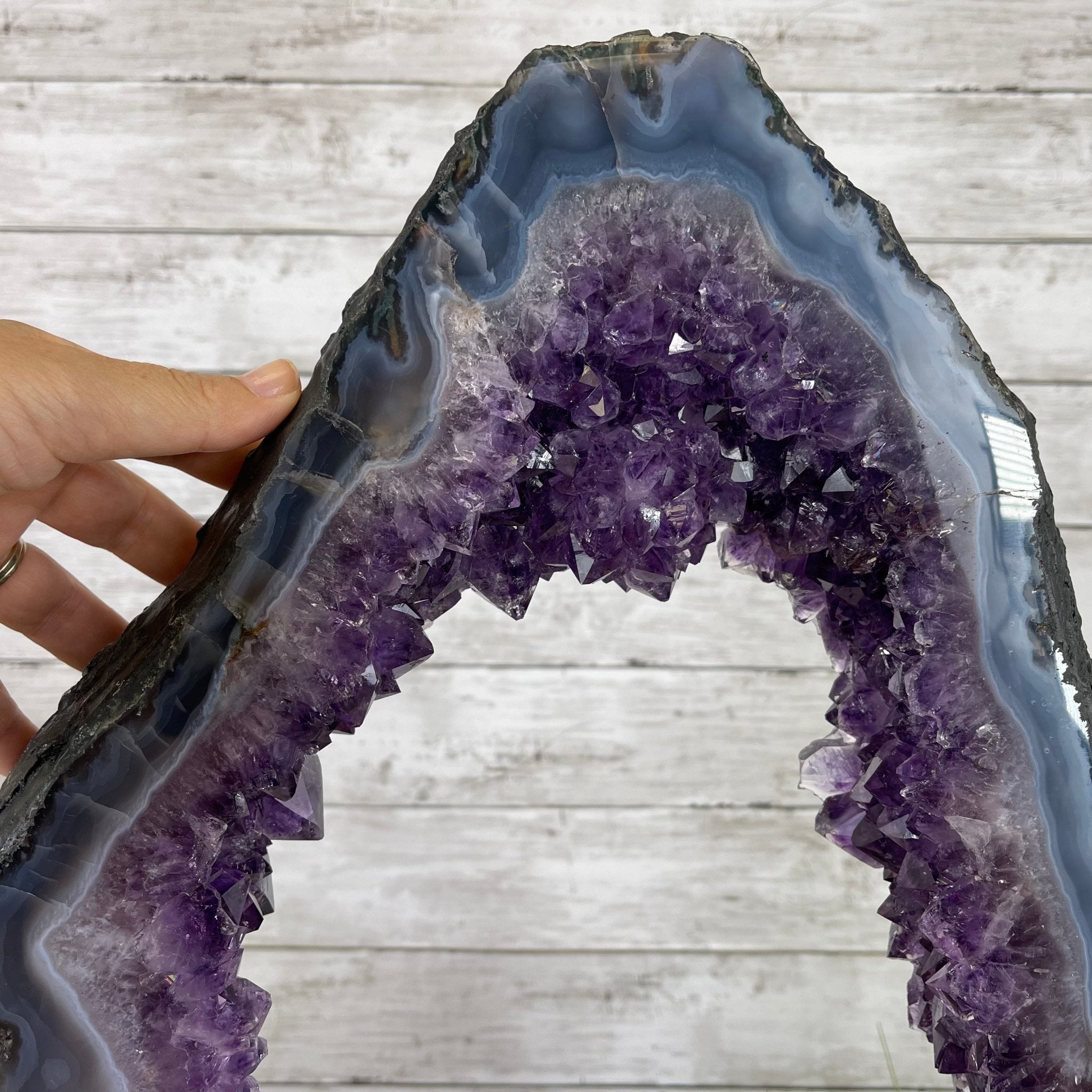 Extra Quality 2-Sided Brazilian Amethyst Cathedral, 32.2 lbs, 22.1" tall, #5605-0070 by Brazil Gems - Brazil GemsBrazil GemsExtra Quality 2-Sided Brazilian Amethyst Cathedral, 32.2 lbs, 22.1" tall, #5605-0070 by Brazil GemsOpen 2-Sided Cathedrals5605-0070