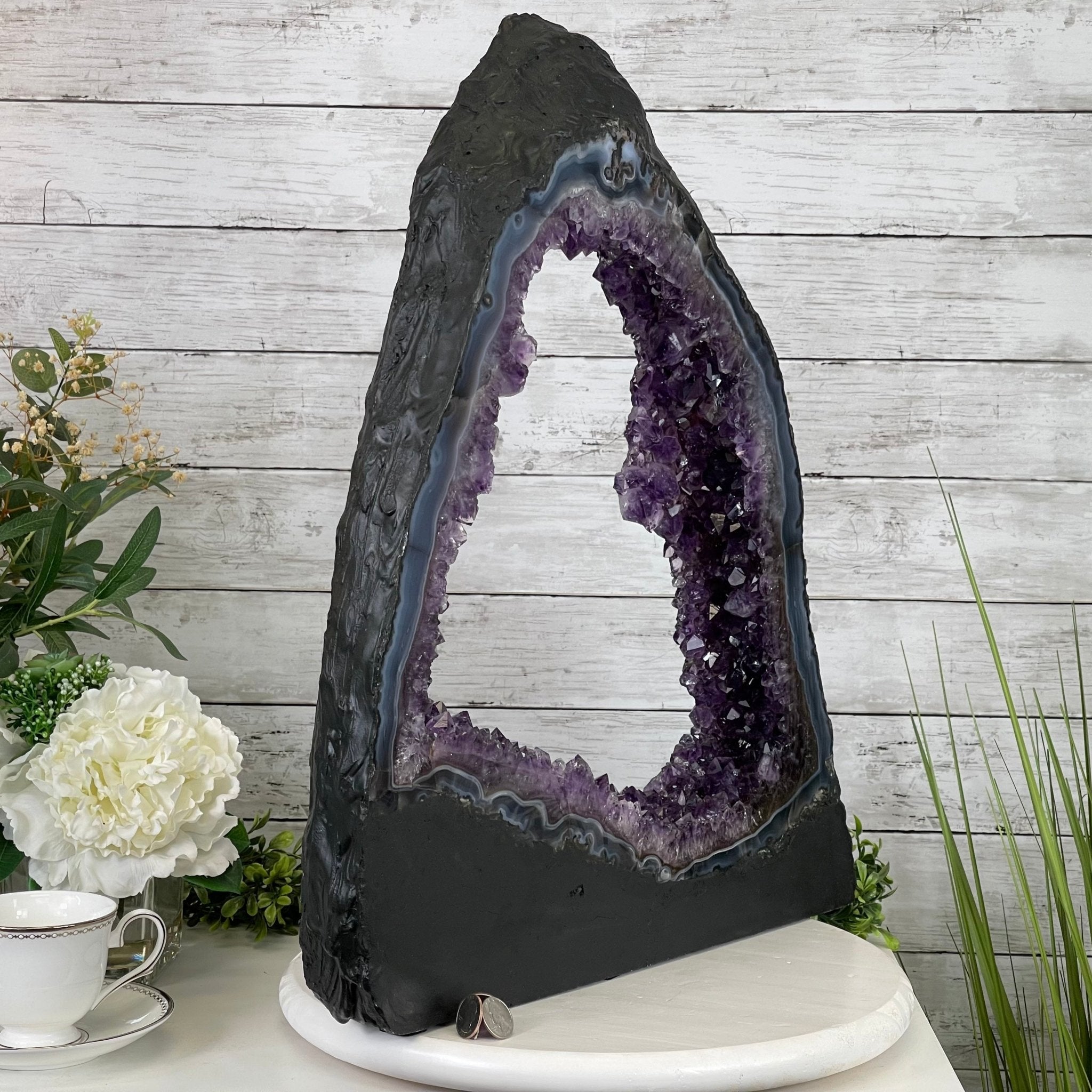 Extra Quality 2-Sided Brazilian Amethyst Cathedral, 32.2 lbs, 22.1" tall, #5605-0070 by Brazil Gems - Brazil GemsBrazil GemsExtra Quality 2-Sided Brazilian Amethyst Cathedral, 32.2 lbs, 22.1" tall, #5605-0070 by Brazil GemsOpen 2-Sided Cathedrals5605-0070