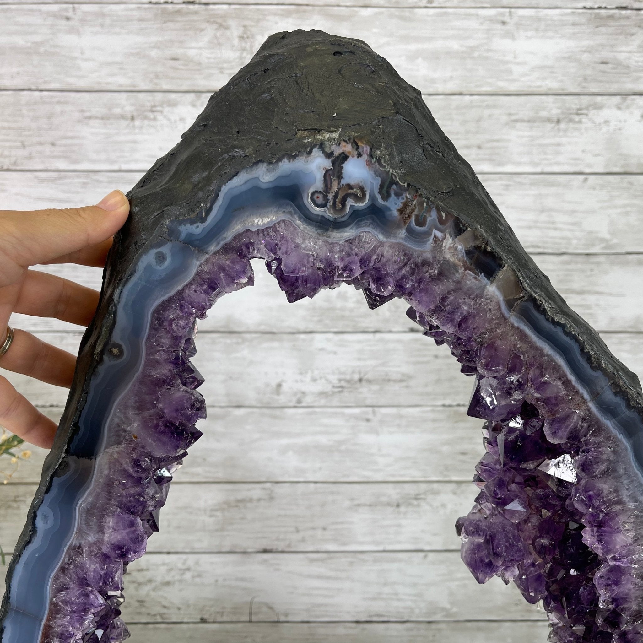 Extra Quality 2-Sided Brazilian Amethyst Cathedral, 32.2 lbs, 22.1" tall, #5605-0070 by Brazil Gems - Brazil GemsBrazil GemsExtra Quality 2-Sided Brazilian Amethyst Cathedral, 32.2 lbs, 22.1" tall, #5605-0070 by Brazil GemsOpen 2-Sided Cathedrals5605-0070