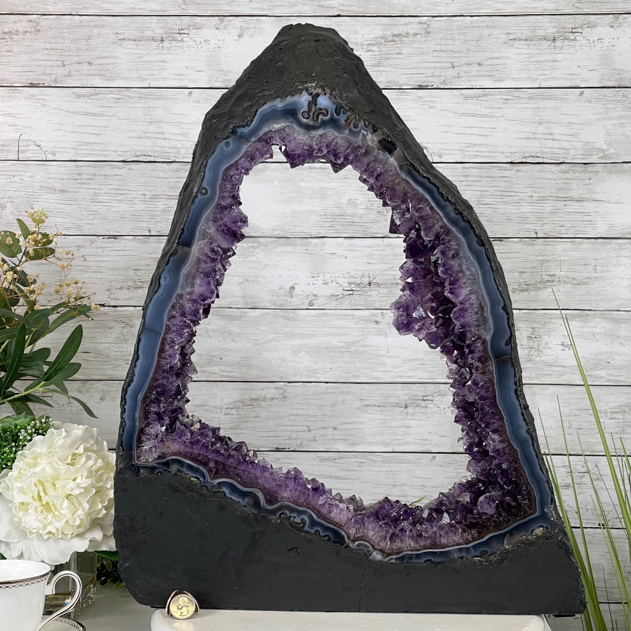 Extra Quality 2-Sided Brazilian Amethyst Cathedral, 32.2 lbs, 22.1" tall, #5605-0070 by Brazil Gems - Brazil GemsBrazil GemsExtra Quality 2-Sided Brazilian Amethyst Cathedral, 32.2 lbs, 22.1" tall, #5605-0070 by Brazil GemsOpen 2-Sided Cathedrals5605-0070