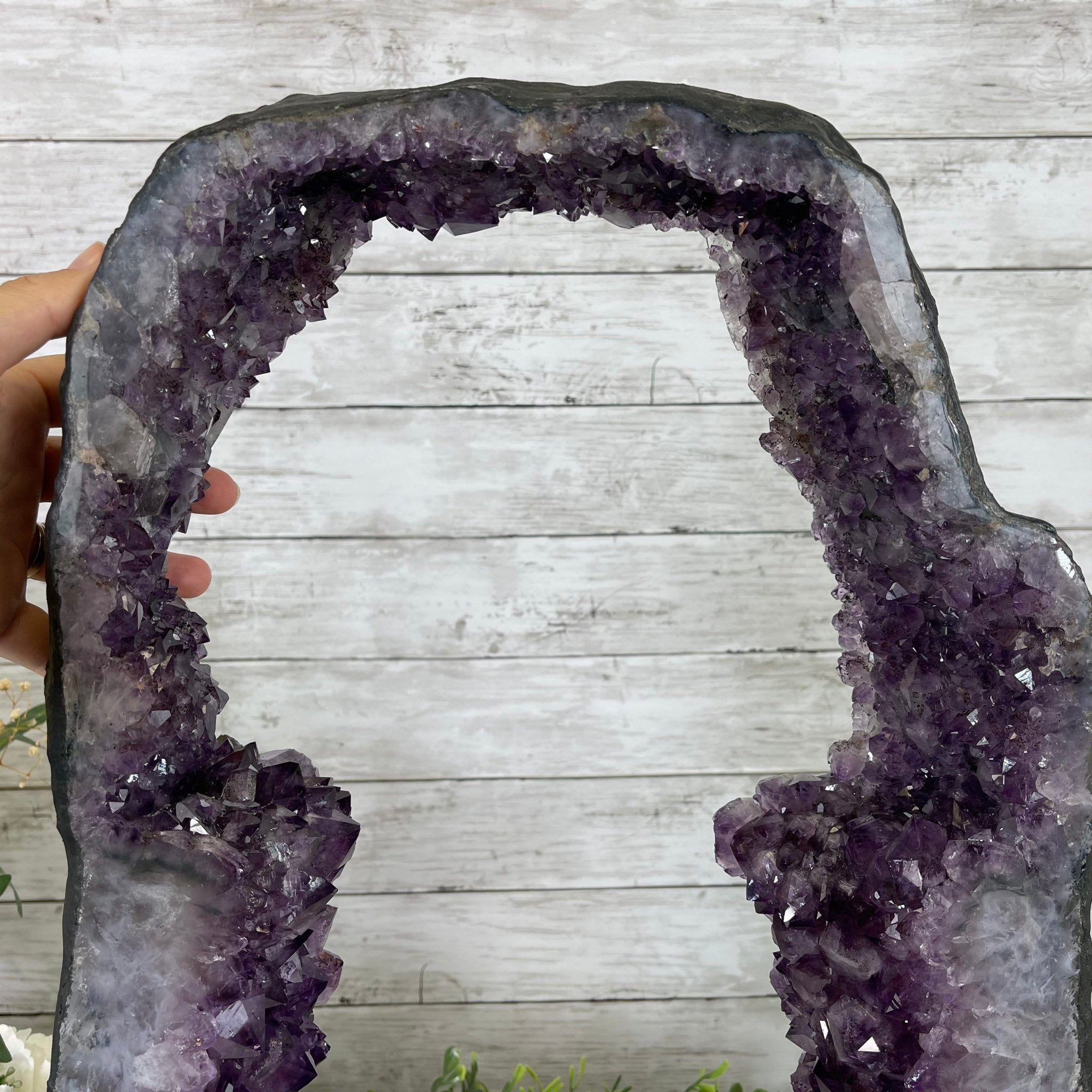 Extra Quality 2-Sided Brazilian Amethyst Cathedral, 33.1 lbs, 21.9" tall, #5605-0071 by Brazil Gems - Brazil GemsBrazil GemsExtra Quality 2-Sided Brazilian Amethyst Cathedral, 33.1 lbs, 21.9" tall, #5605-0071 by Brazil GemsOpen 2-Sided Cathedrals5605-0071