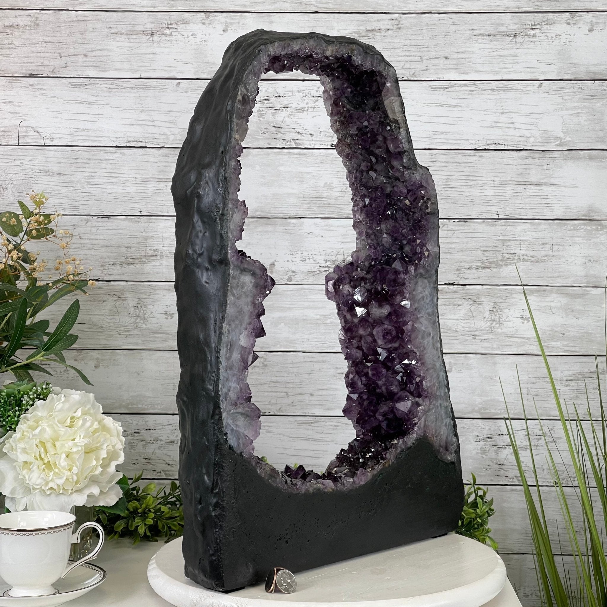 Extra Quality 2-Sided Brazilian Amethyst Cathedral, 33.1 lbs, 21.9" tall, #5605-0071 by Brazil Gems - Brazil GemsBrazil GemsExtra Quality 2-Sided Brazilian Amethyst Cathedral, 33.1 lbs, 21.9" tall, #5605-0071 by Brazil GemsOpen 2-Sided Cathedrals5605-0071