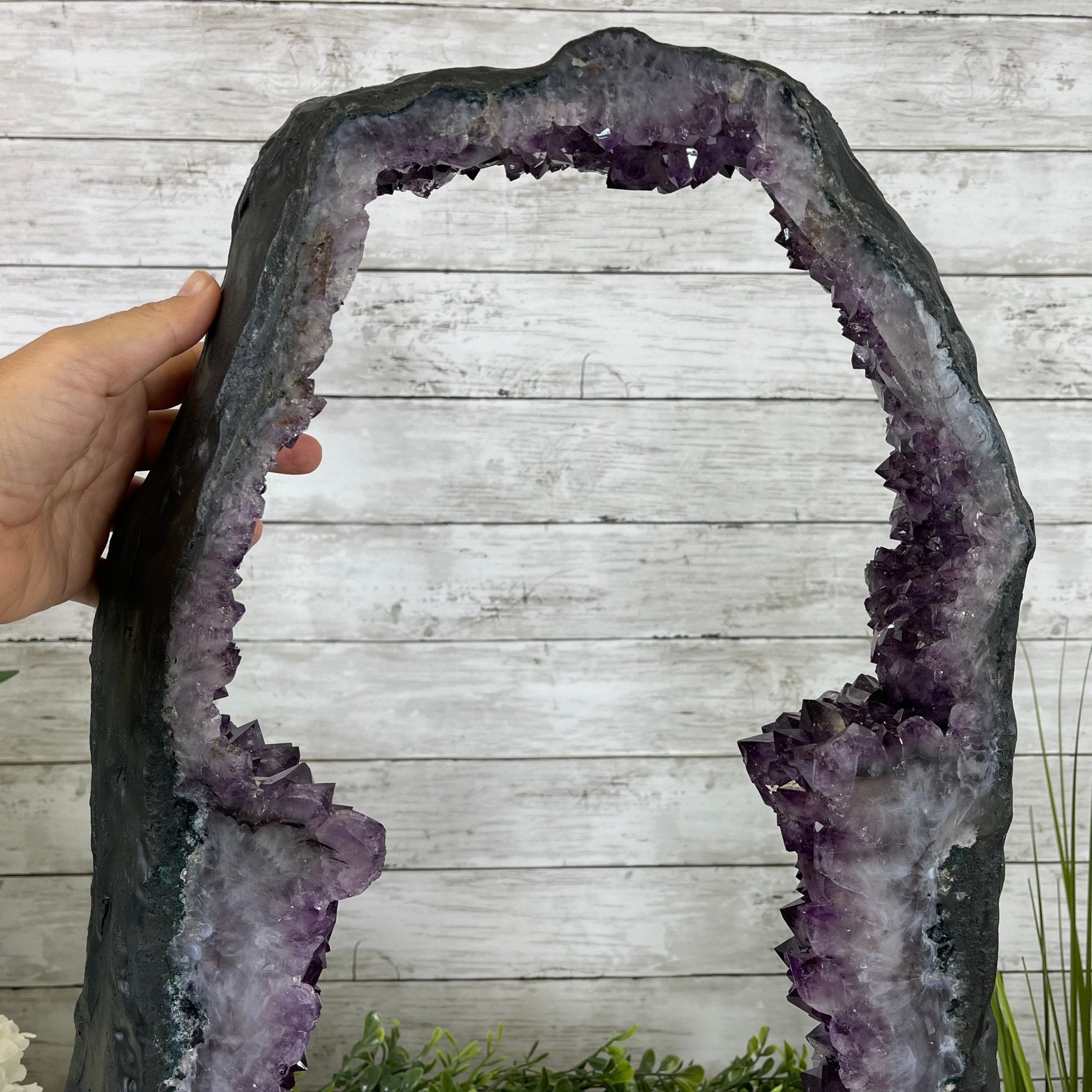 Extra Quality 2-Sided Brazilian Amethyst Cathedral, 33.1 lbs, 21.9" tall, #5605-0071 by Brazil Gems - Brazil GemsBrazil GemsExtra Quality 2-Sided Brazilian Amethyst Cathedral, 33.1 lbs, 21.9" tall, #5605-0071 by Brazil GemsOpen 2-Sided Cathedrals5605-0071