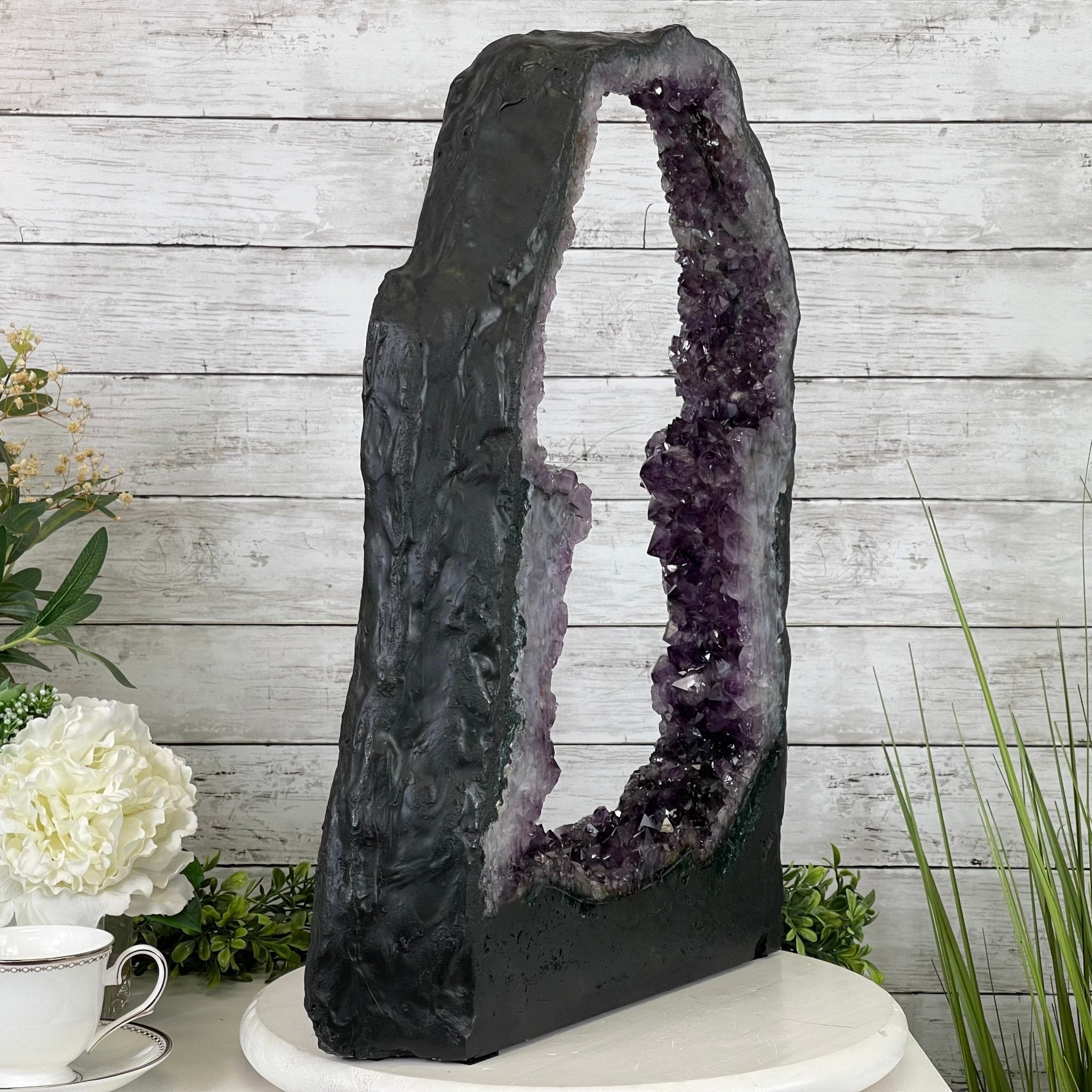 Extra Quality 2-Sided Brazilian Amethyst Cathedral, 33.1 lbs, 21.9" tall, #5605-0071 by Brazil Gems - Brazil GemsBrazil GemsExtra Quality 2-Sided Brazilian Amethyst Cathedral, 33.1 lbs, 21.9" tall, #5605-0071 by Brazil GemsOpen 2-Sided Cathedrals5605-0071