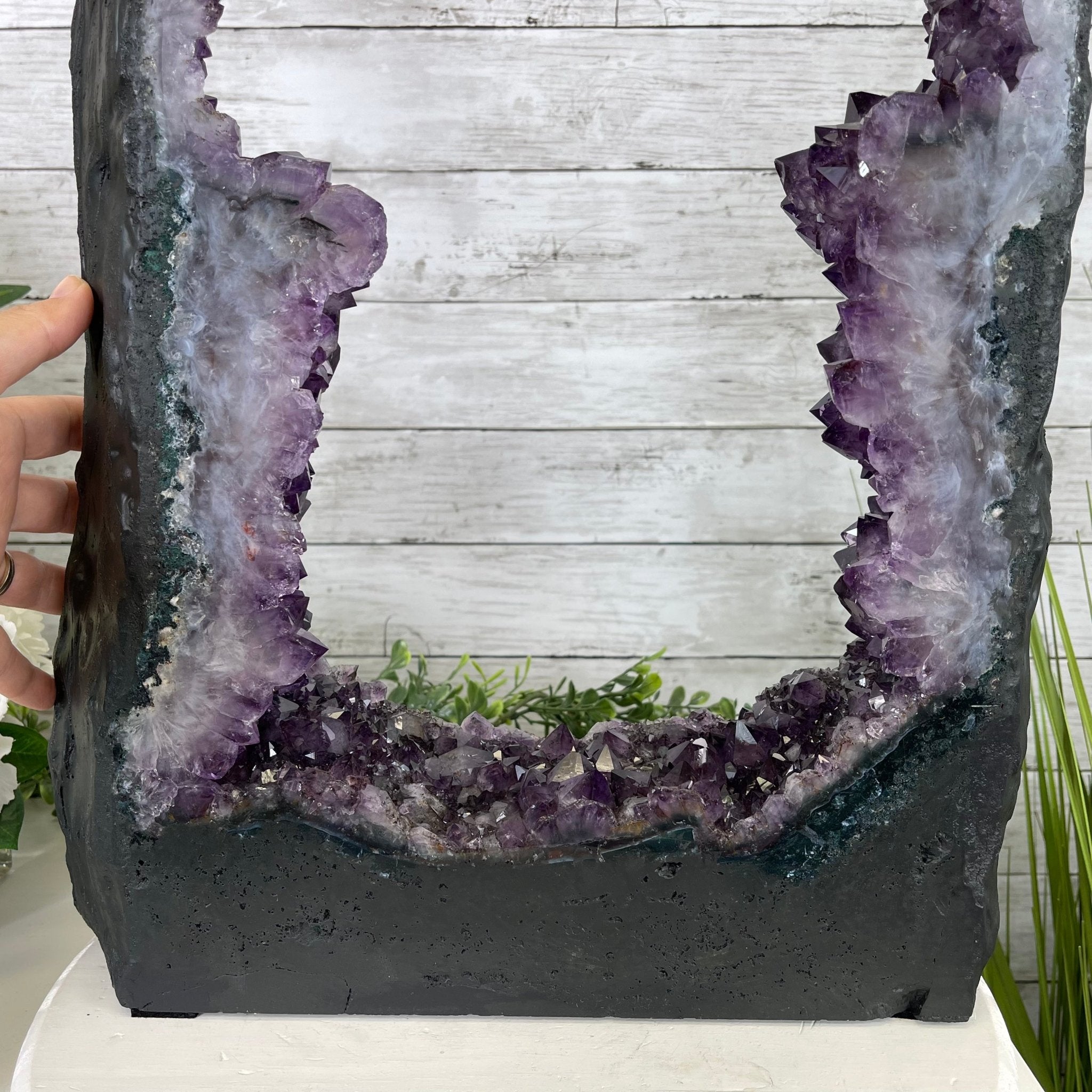 Extra Quality 2-Sided Brazilian Amethyst Cathedral, 33.1 lbs, 21.9" tall, #5605-0071 by Brazil Gems - Brazil GemsBrazil GemsExtra Quality 2-Sided Brazilian Amethyst Cathedral, 33.1 lbs, 21.9" tall, #5605-0071 by Brazil GemsOpen 2-Sided Cathedrals5605-0071