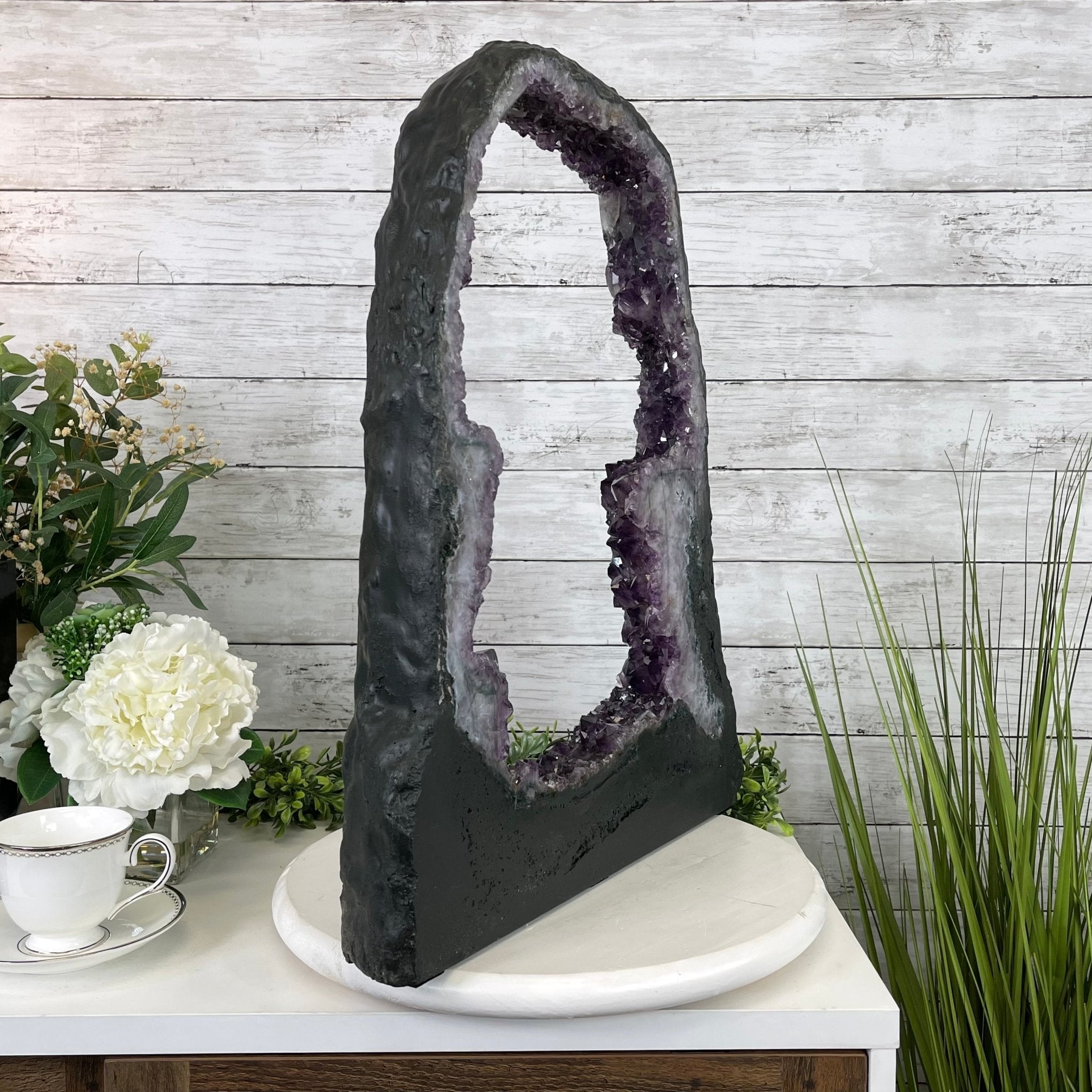 Extra Quality 2-Sided Brazilian Amethyst Cathedral, 33.3 lbs, 21.4" tall, #5605-0072 by Brazil Gems - Brazil GemsBrazil GemsExtra Quality 2-Sided Brazilian Amethyst Cathedral, 33.3 lbs, 21.4" tall, #5605-0072 by Brazil GemsOpen 2-Sided Cathedrals5605-0072