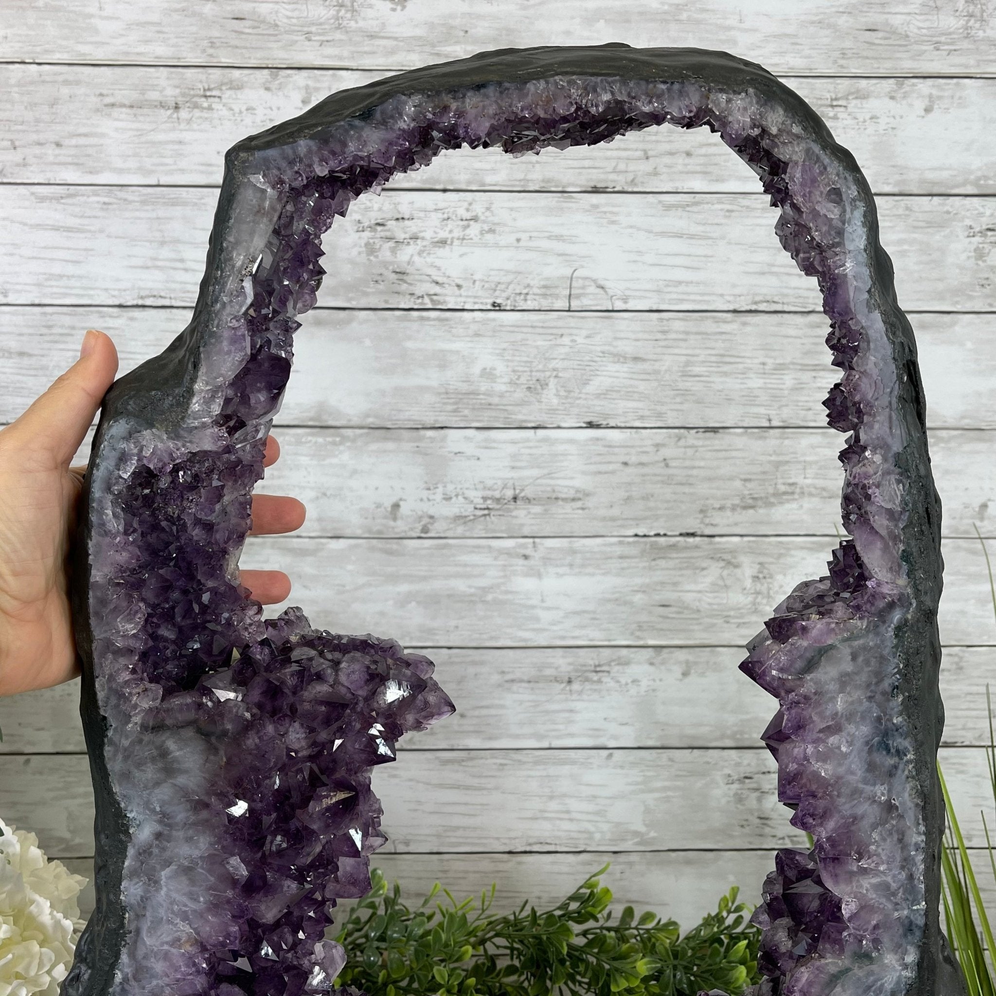 Extra Quality 2-Sided Brazilian Amethyst Cathedral, 33.3 lbs, 21.4" tall, #5605-0072 by Brazil Gems - Brazil GemsBrazil GemsExtra Quality 2-Sided Brazilian Amethyst Cathedral, 33.3 lbs, 21.4" tall, #5605-0072 by Brazil GemsOpen 2-Sided Cathedrals5605-0072