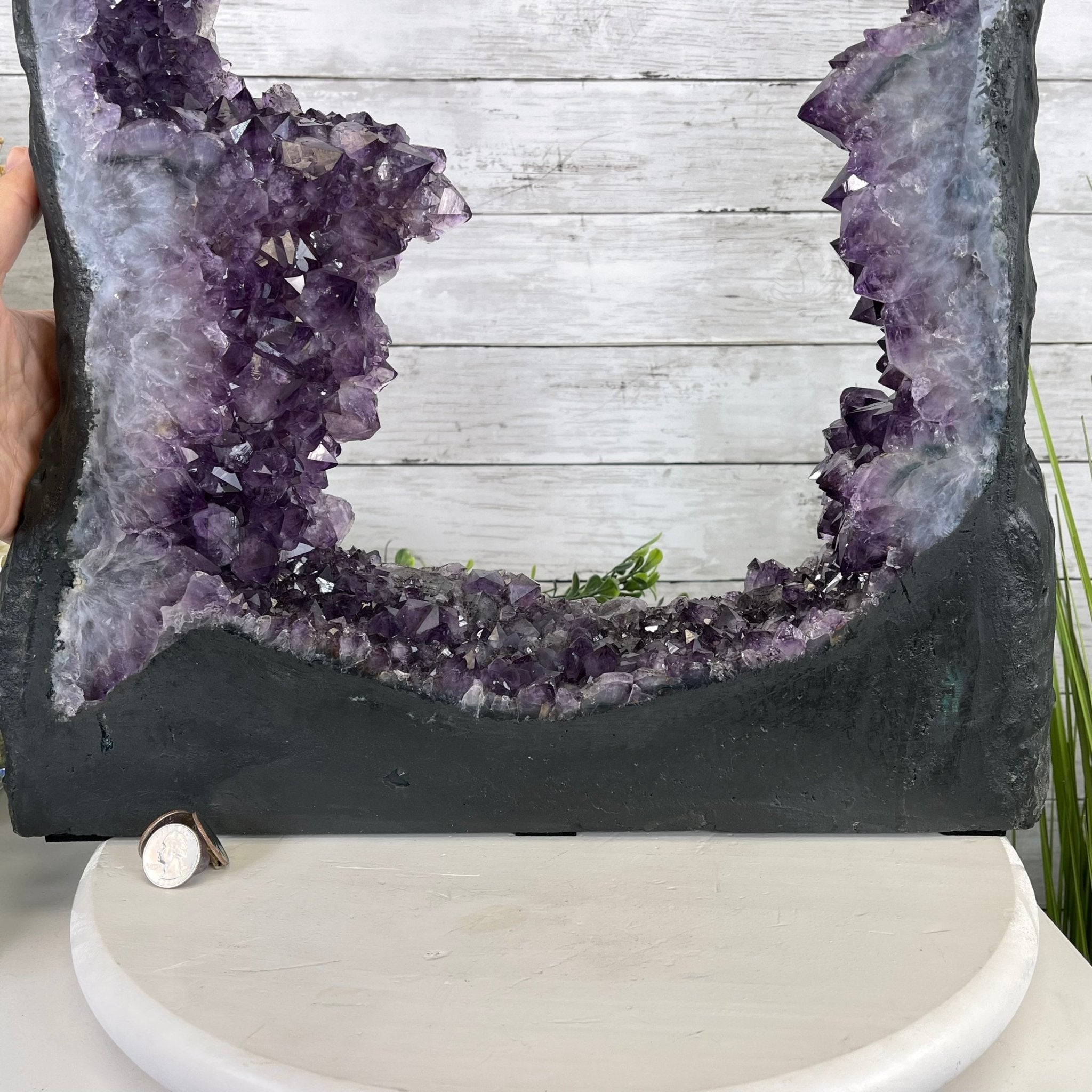 Extra Quality 2-Sided Brazilian Amethyst Cathedral, 33.3 lbs, 21.4" tall, #5605-0072 by Brazil Gems - Brazil GemsBrazil GemsExtra Quality 2-Sided Brazilian Amethyst Cathedral, 33.3 lbs, 21.4" tall, #5605-0072 by Brazil GemsOpen 2-Sided Cathedrals5605-0072