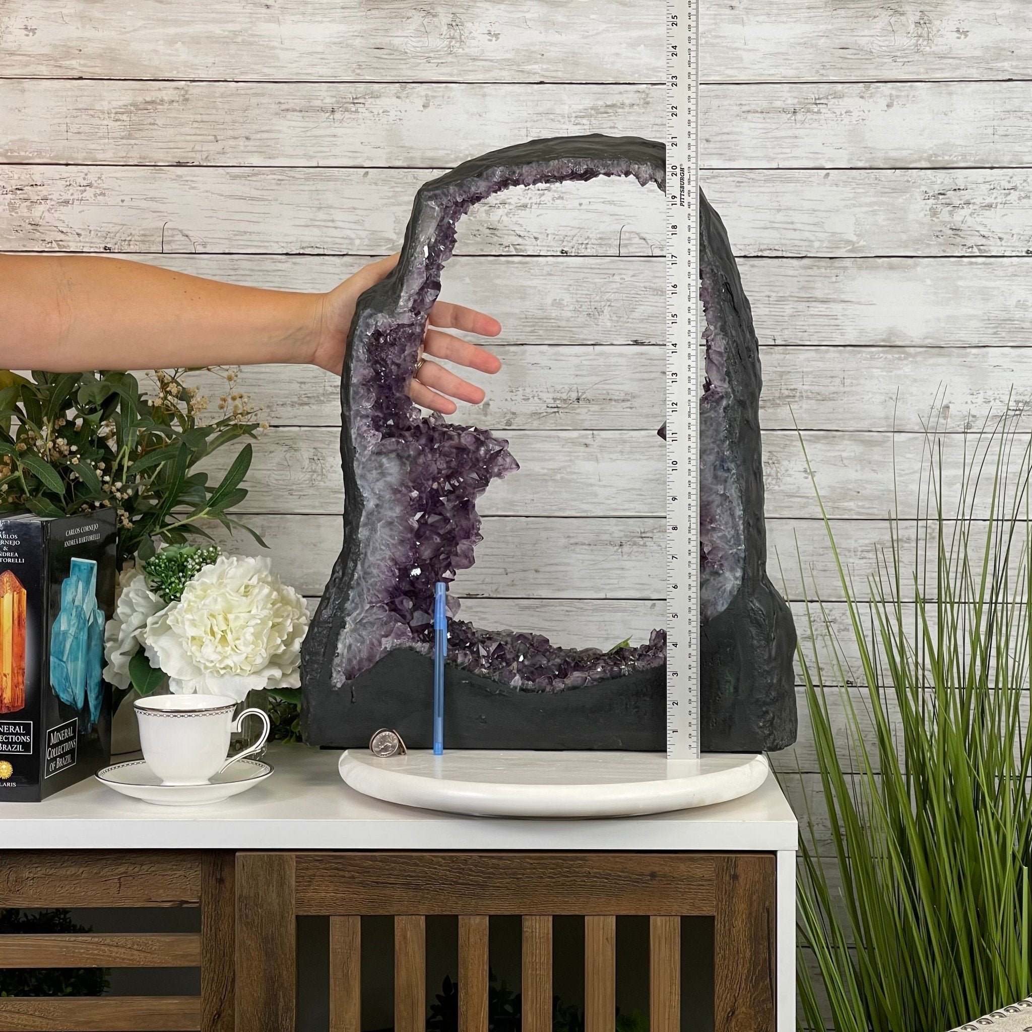 Extra Quality 2-Sided Brazilian Amethyst Cathedral, 33.3 lbs, 21.4" tall, #5605-0072 by Brazil Gems - Brazil GemsBrazil GemsExtra Quality 2-Sided Brazilian Amethyst Cathedral, 33.3 lbs, 21.4" tall, #5605-0072 by Brazil GemsOpen 2-Sided Cathedrals5605-0072