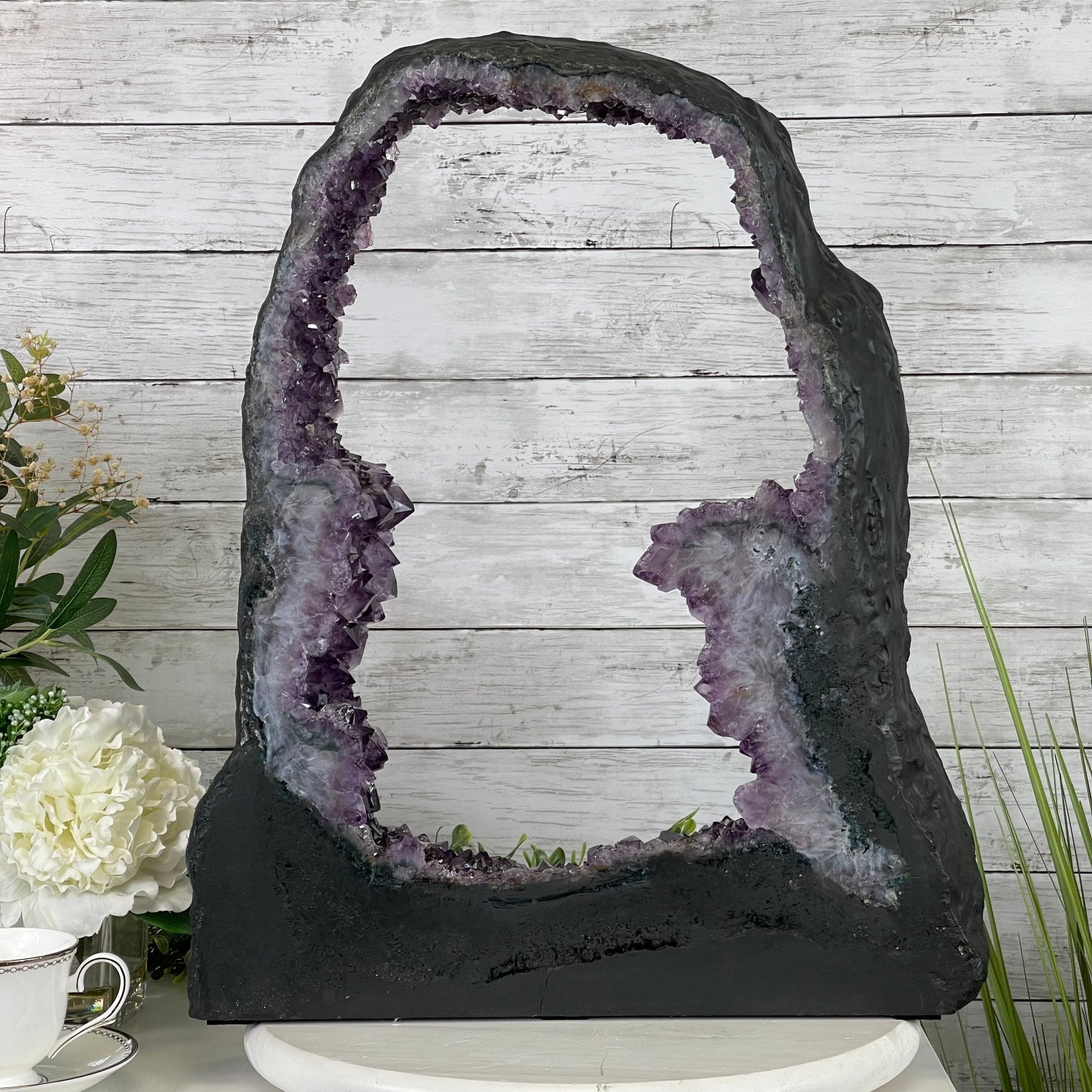 Extra Quality 2-Sided Brazilian Amethyst Cathedral, 33.3 lbs, 21.4" tall, #5605-0072 by Brazil Gems - Brazil GemsBrazil GemsExtra Quality 2-Sided Brazilian Amethyst Cathedral, 33.3 lbs, 21.4" tall, #5605-0072 by Brazil GemsOpen 2-Sided Cathedrals5605-0072