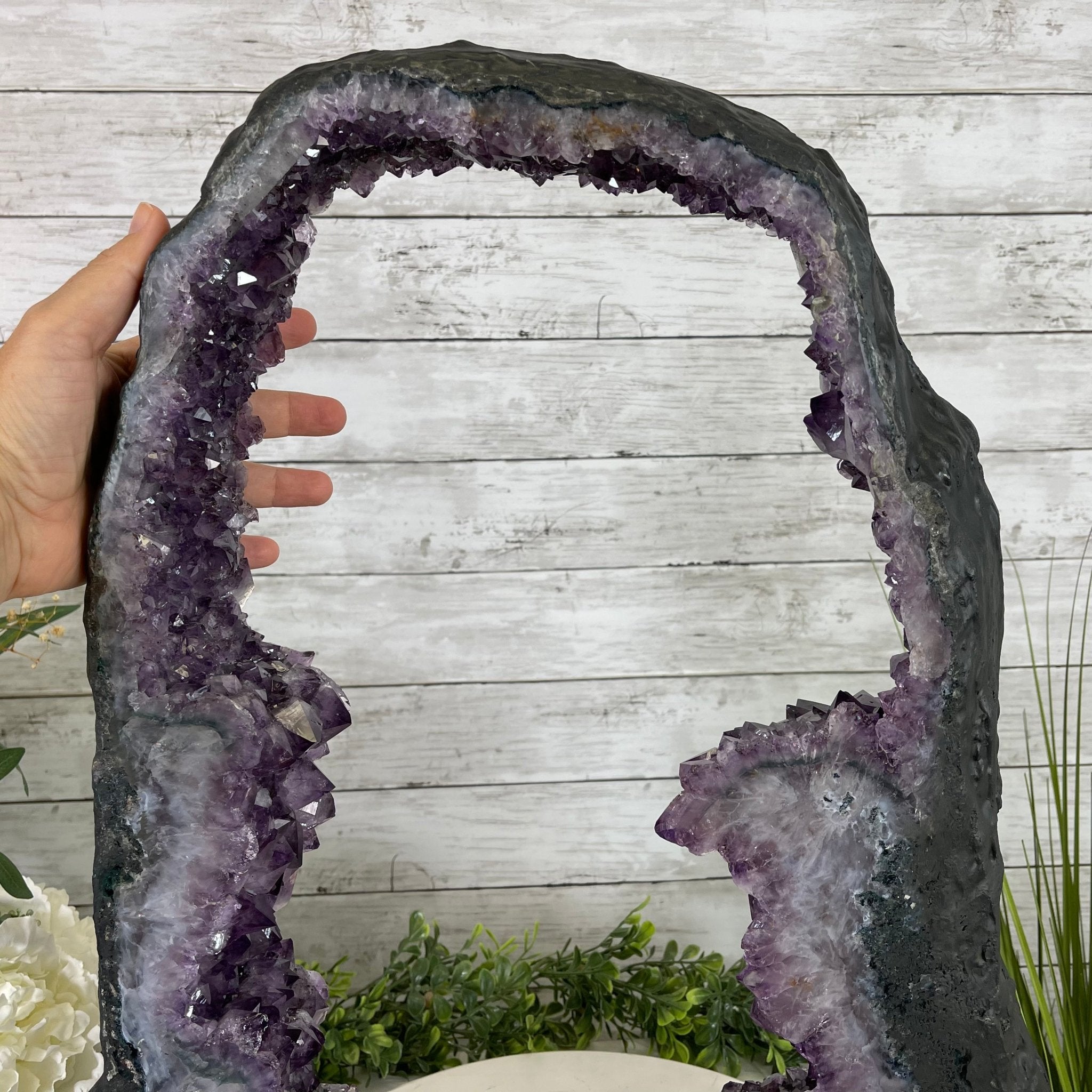 Extra Quality 2-Sided Brazilian Amethyst Cathedral, 33.3 lbs, 21.4" tall, #5605-0072 by Brazil Gems - Brazil GemsBrazil GemsExtra Quality 2-Sided Brazilian Amethyst Cathedral, 33.3 lbs, 21.4" tall, #5605-0072 by Brazil GemsOpen 2-Sided Cathedrals5605-0072