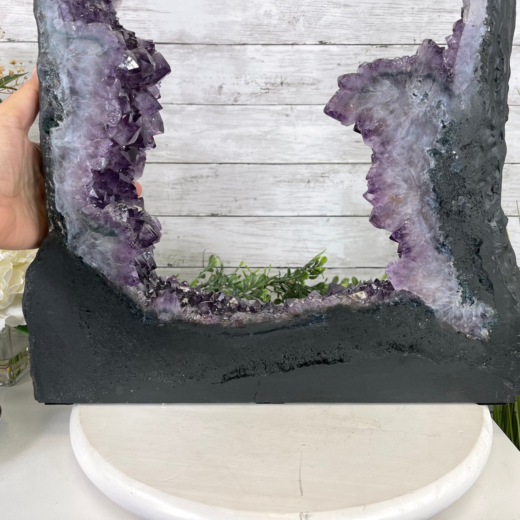 Extra Quality 2-Sided Brazilian Amethyst Cathedral, 33.3 lbs, 21.4" tall, #5605-0072 by Brazil Gems - Brazil GemsBrazil GemsExtra Quality 2-Sided Brazilian Amethyst Cathedral, 33.3 lbs, 21.4" tall, #5605-0072 by Brazil GemsOpen 2-Sided Cathedrals5605-0072